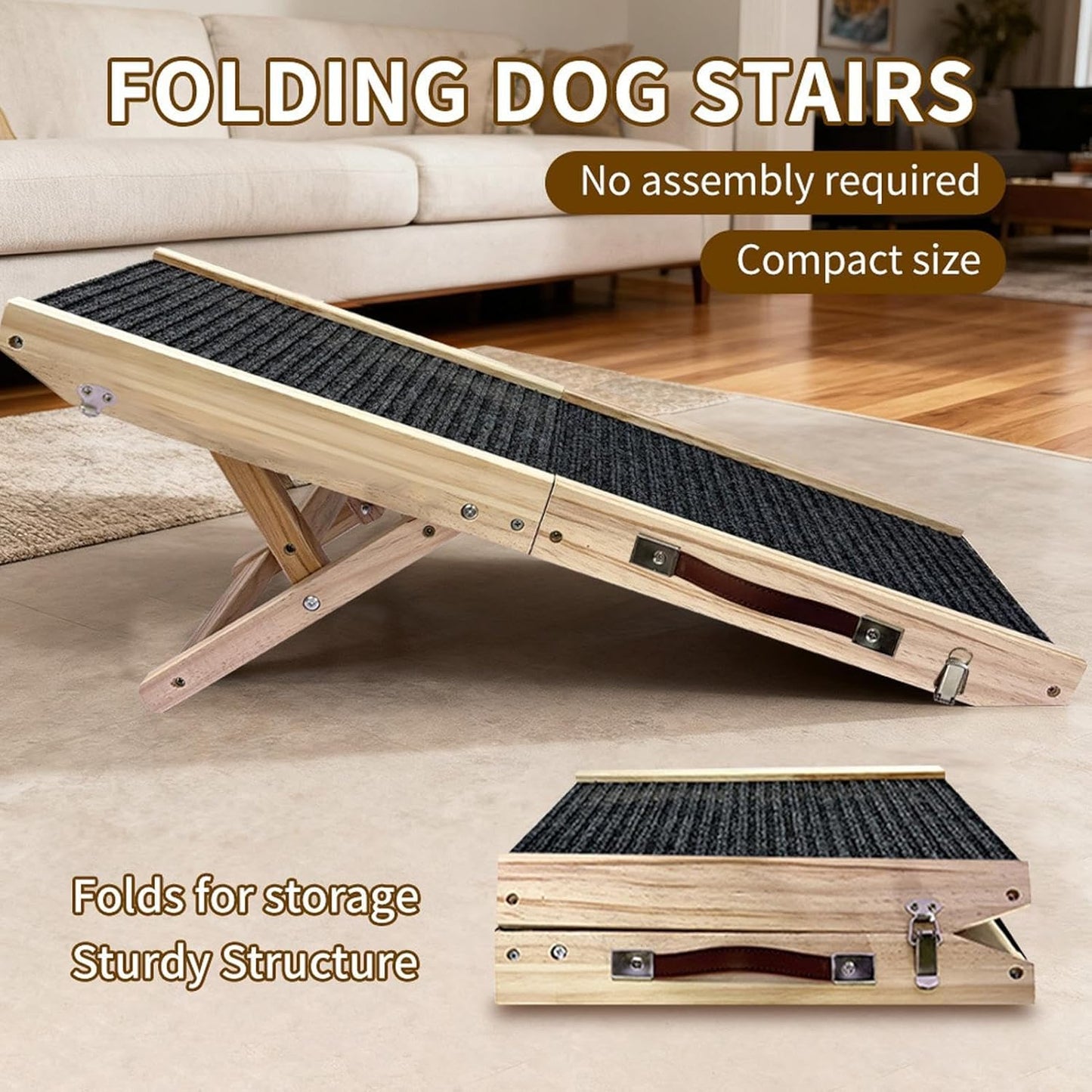 Puppy Ramp Stairs, Foldable 4-Step Height Access, Portable Pet Bed Ladder with Modern Design, Lightweight Indoor Climbing Tool, Safe Easy-to-Clean Pet Equipment, Stairs Suitable Window Fence