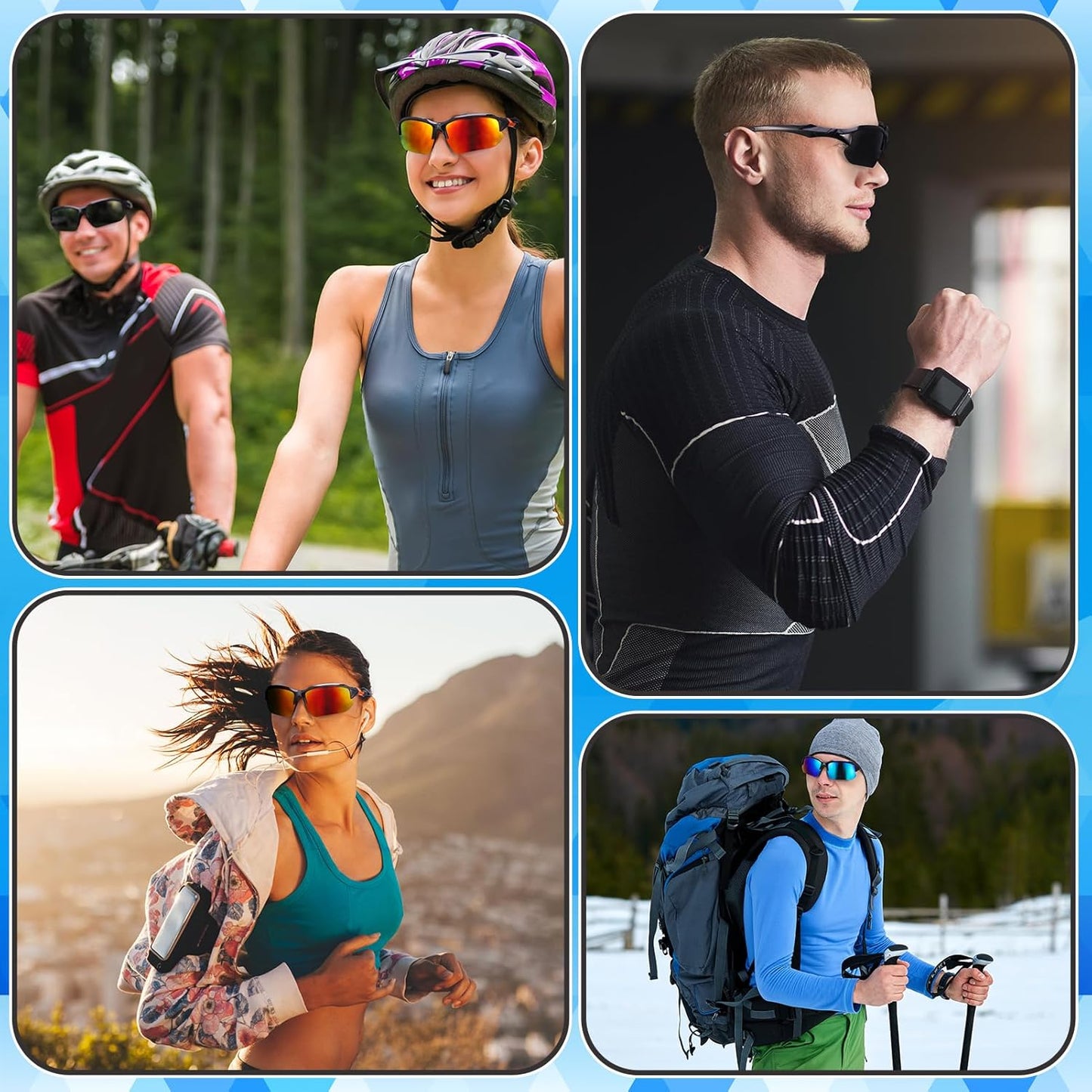 4 Pack Polarized Sports Sunglasses for Men & Women | UV Protection Lightweight Wraparound Sunglasses for Outdoor