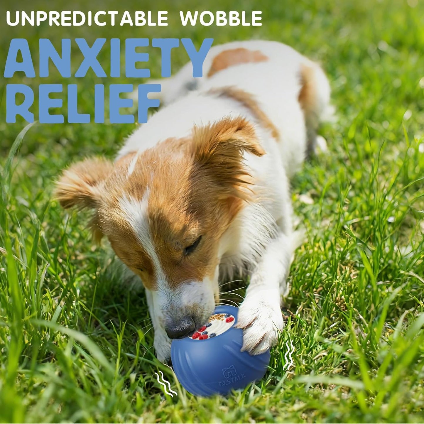 Long-Lasting Dog Lick Toy, Wobbly Dog Enrichment Lick Bowl to Keep Dogs Busy, Interactive Stuffable Dog Treat Feeder for Boredom, Silicone Treat Dispensing Chew Toy(Dark Blue,S)