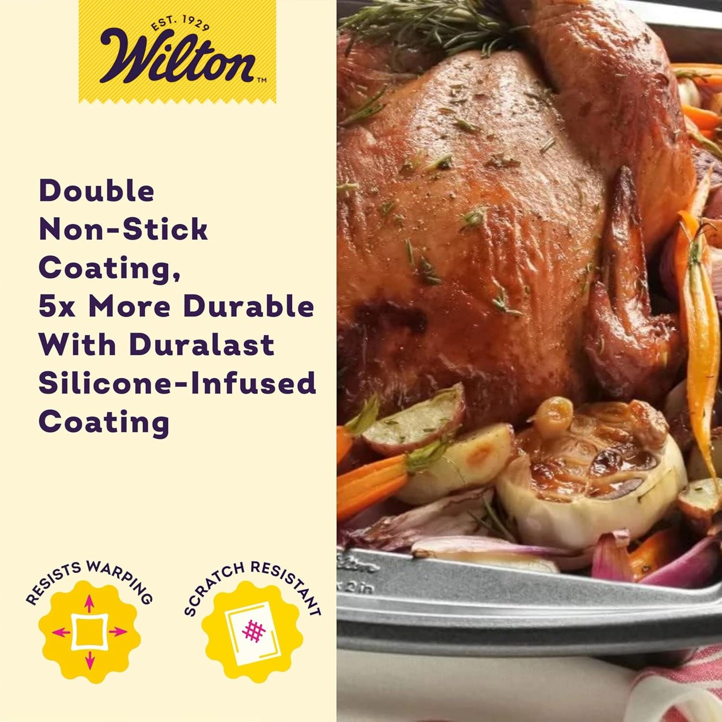 Wilton Platinum Non-Stick 13 x 9 Inch Oblong Baking or Roasting Pan, Cold-Rolled Steel Bakeware, Made without PFAS, Packaging May Vary