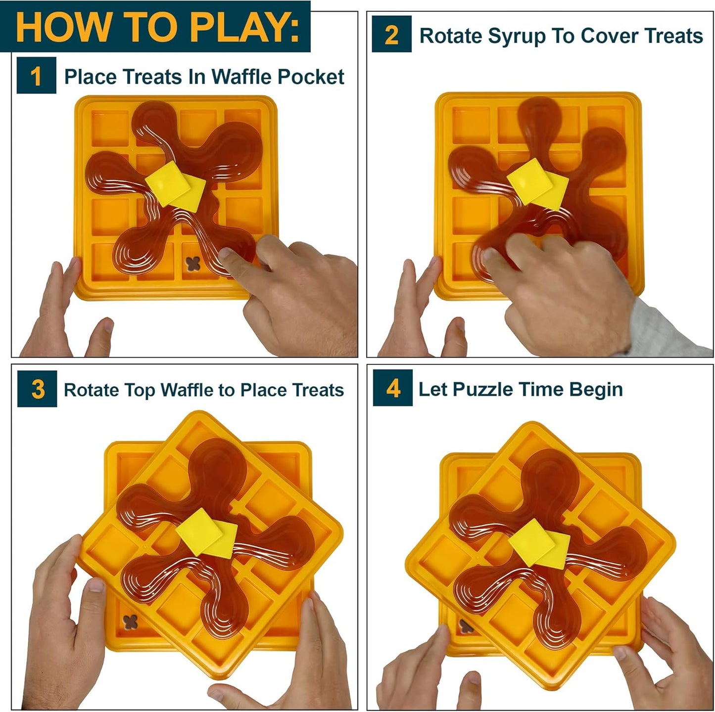 Our Pets Waffle Interactive Puzzle Game Dog Toys (Dog Puzzle Toy-Great Alternative to Snuffle Mat for Dogs and Slow Feeder Bowls) Cat Puzzles & Interactive Toys for Treats