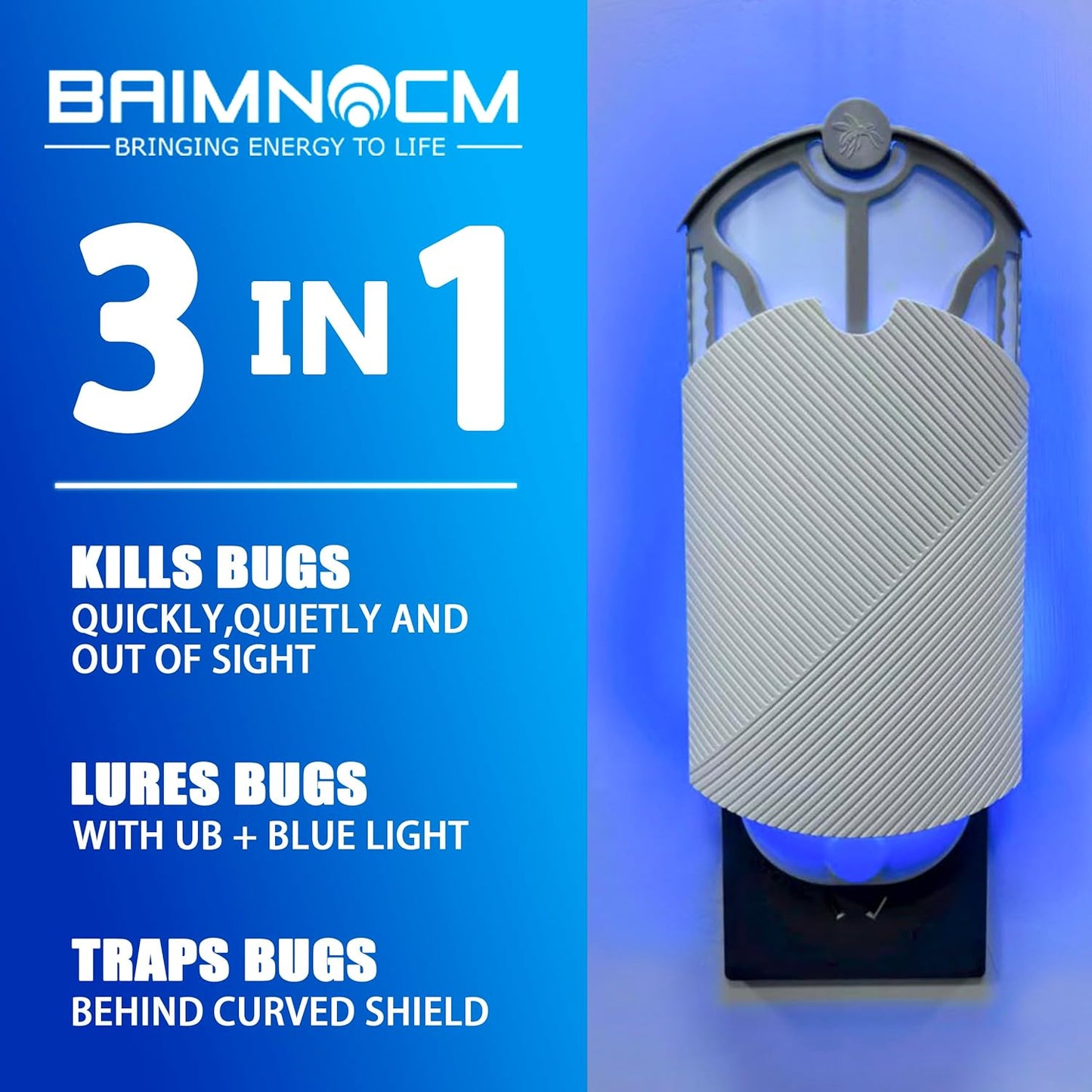 Flying Insect Trap (1 Stater & 3 Refill Cartridges), UV Light Indoor Bug Catcher for Gnats, Fruit Flies, Mosquitoes, and Moths, Plug-in Fly Trap for Home, Kitchen, Living Room