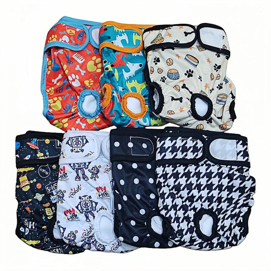 Washable Dog Diapers (7 Pack), Doggie Diapers, Premium Female Dog Diapers (XS)
