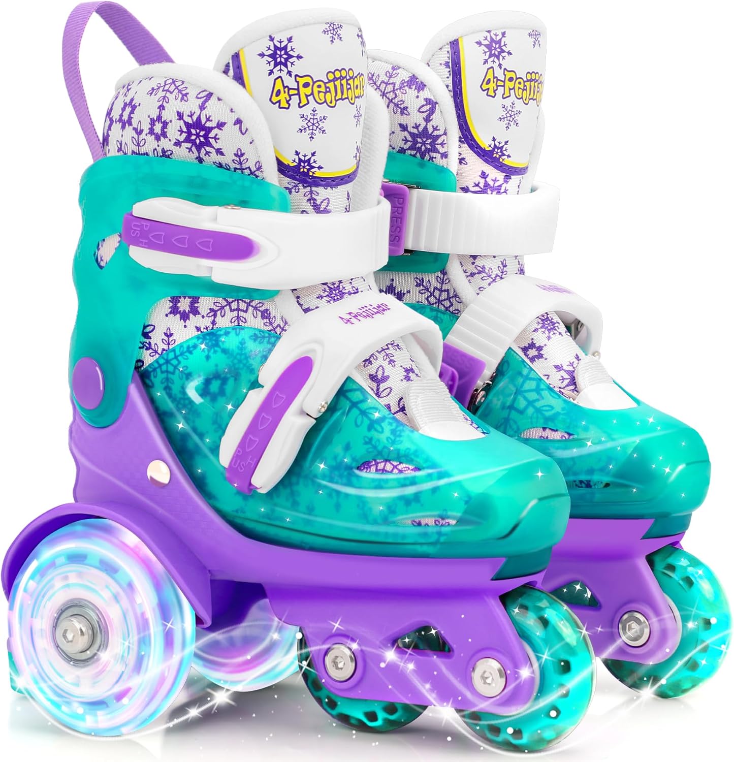 Adjustable Roller Skates for Kids Girls Ladies with Light Up Flash Wheels(Age 3-9),Three-Point Type Balance,Gift Box Packing for Toddlers,Children