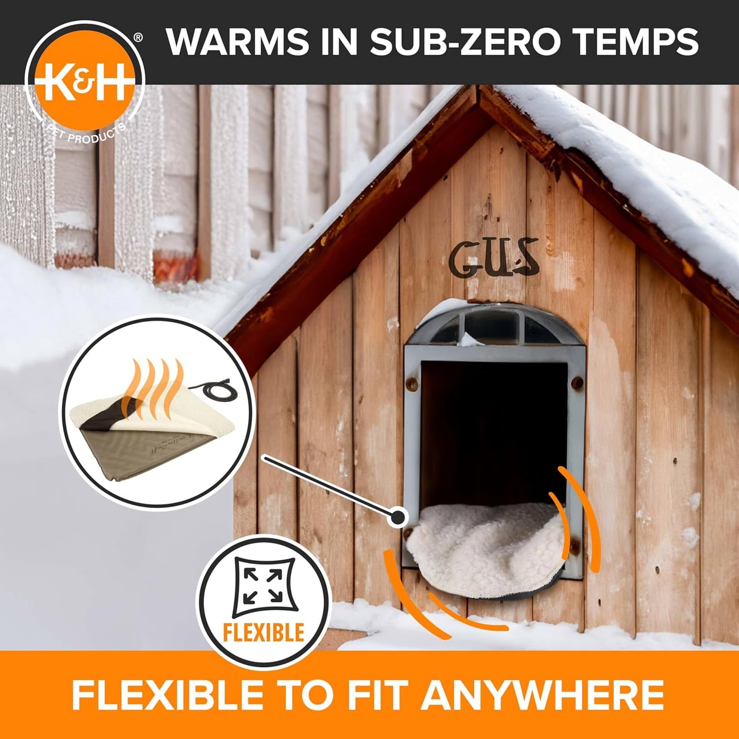 K&H Pet Products Lectro-Soft Orthopedic Outdoor Heated Dog or Cat Bed for Large Dogs or Multiple Cats, Safety Listed Warming Pad, Waterproof, Soft & Flexible, Washable Cover - Large 36 X 25in Tan 60W