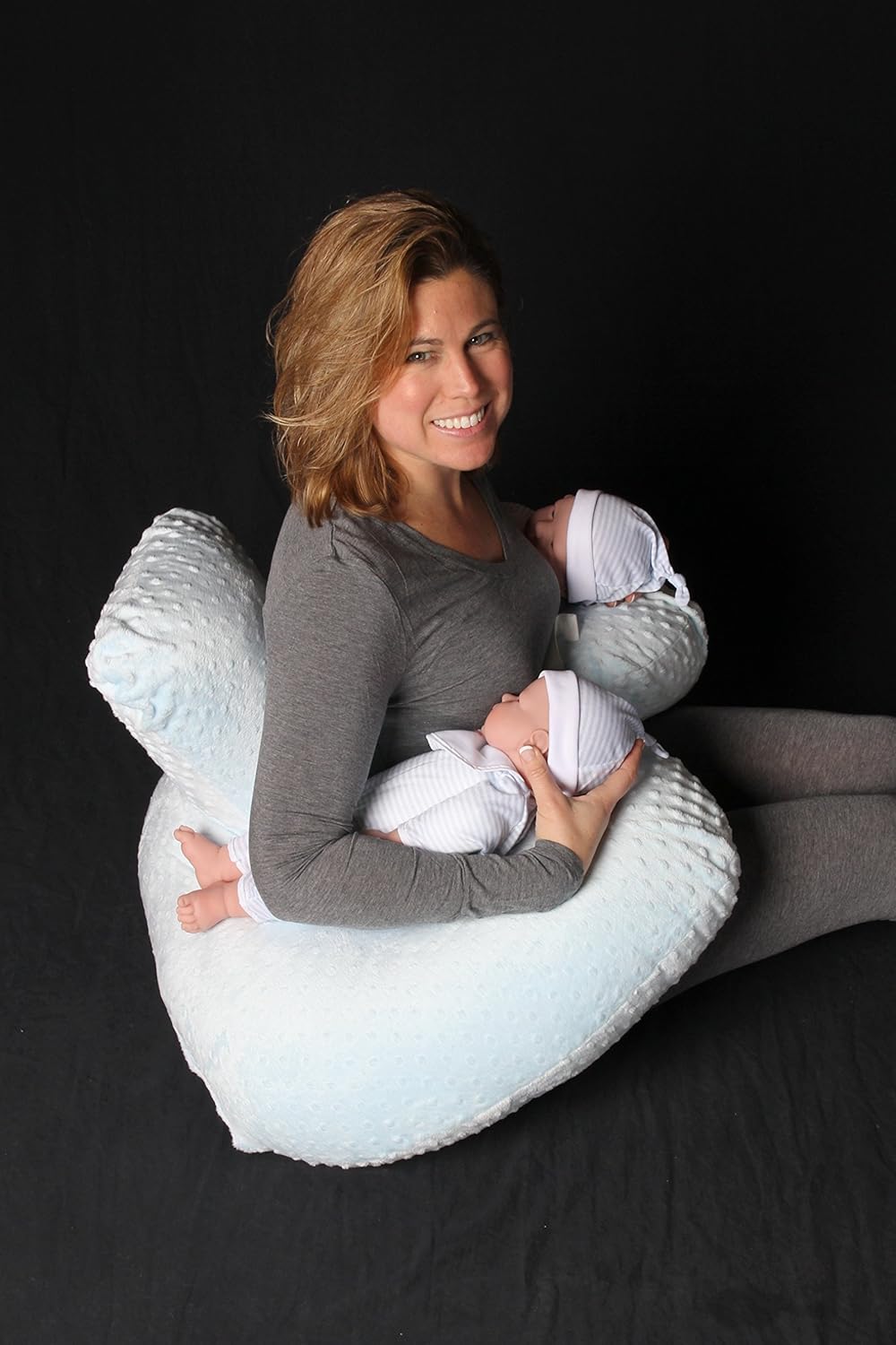 Twin Z Pillow Blue - The #1 Rated Twin Breastfeeding and Bottle Feeding Pillow! A Must Have for Twins! - Cuddle Blue DOTS The Ultimate Baby Essentials! The Best in Twins Baby Gear!
