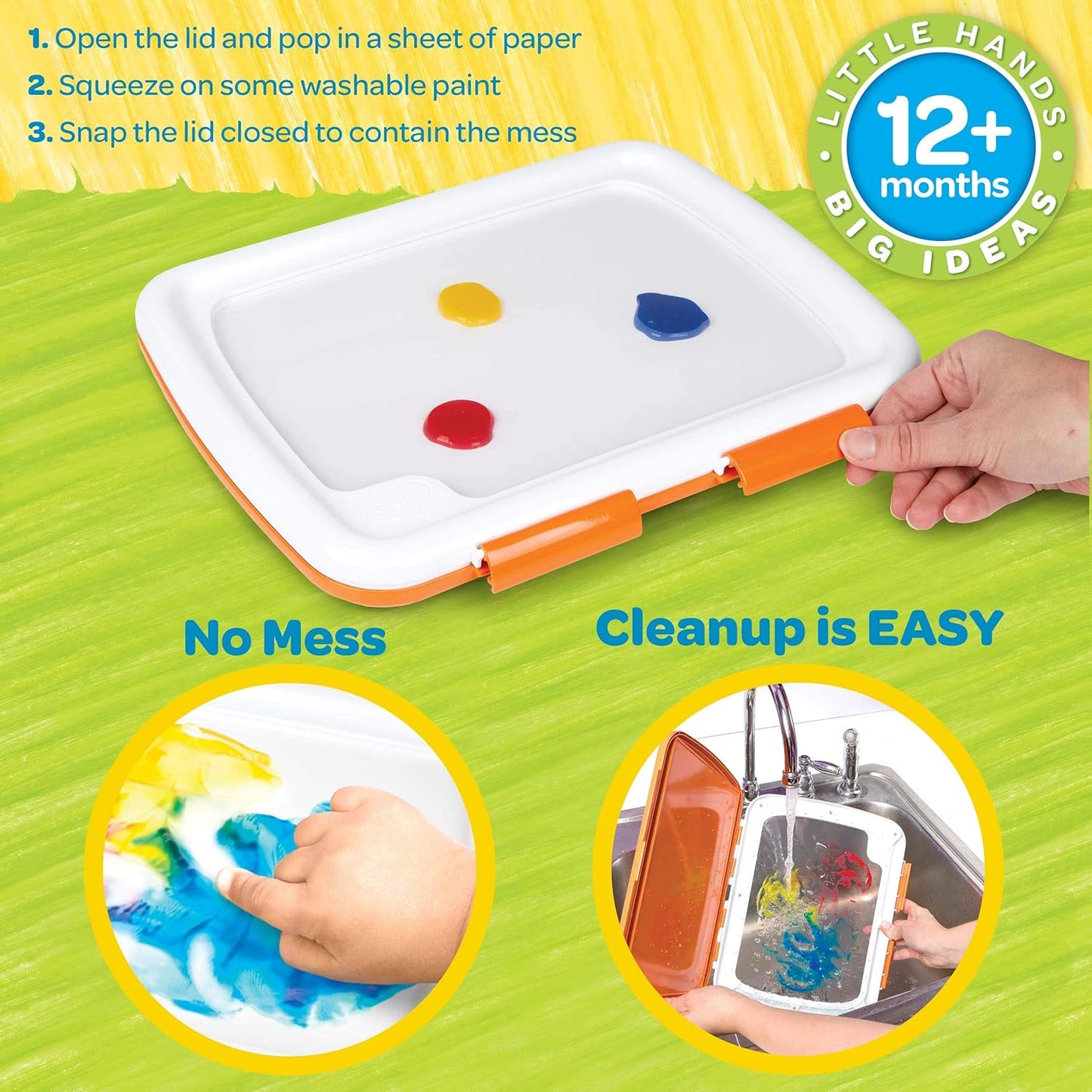 Crayola Mess Free Finger Painting Station – Washable Finger Paint for Toddlers, Essential Easter Basket Stuffers, Spring Arts & Crafts Set, Sensory Activity, Travel Toy, Ages 1+