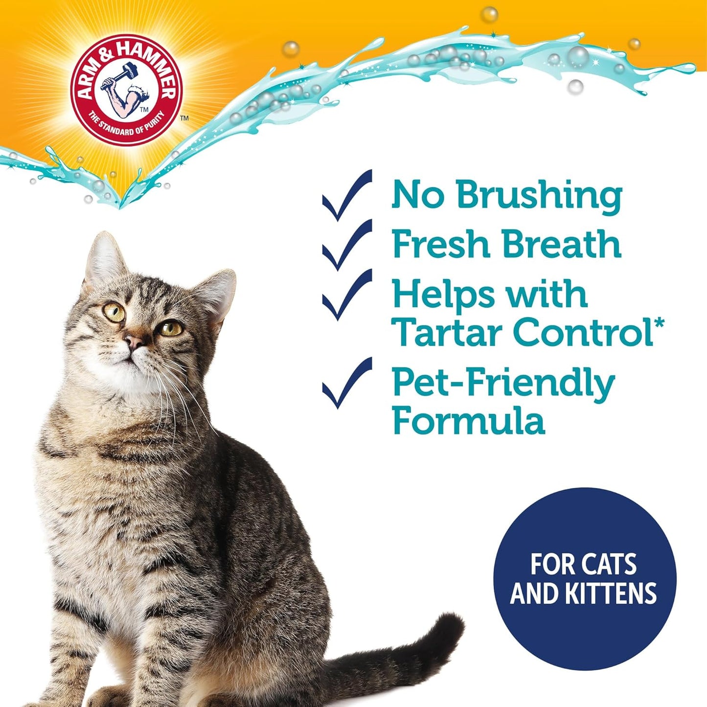 Arm & Hammer Complete Care Dental Water Additive for Cats, Cat Breath Freshener, Cat Mouth Wash or Dental Rinse, Simply Add to Pet Drinking Water for Fresher Breath, Value Size 8 FL OZ - 6 Pack