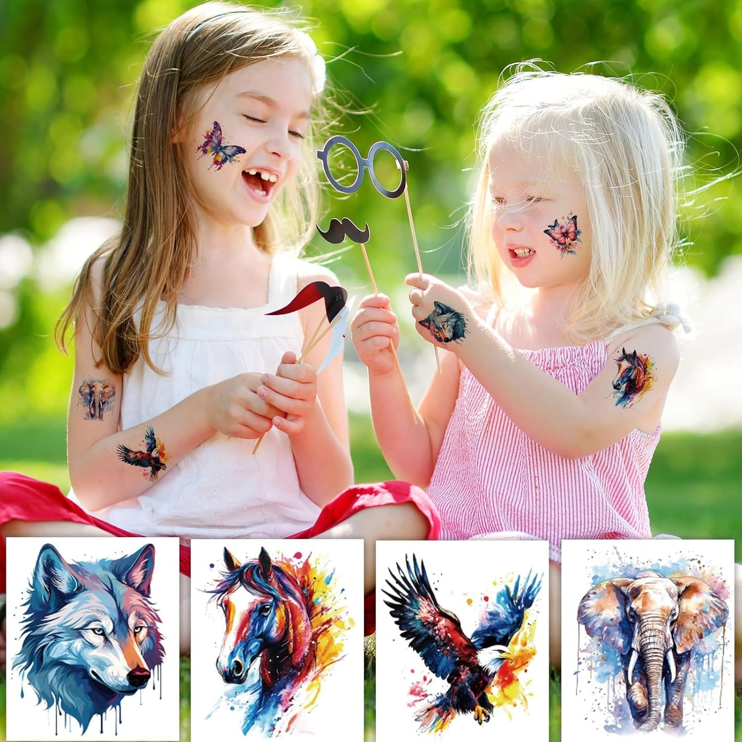 160 PCS 30 Sheets Watercolor Animals Temporary Tattoos for kids - Individually Cute Animals Temporary Tattoos Stickers for Girls Boy Body Arm Shoulder Birthday Party Supplies Gifts for Kids