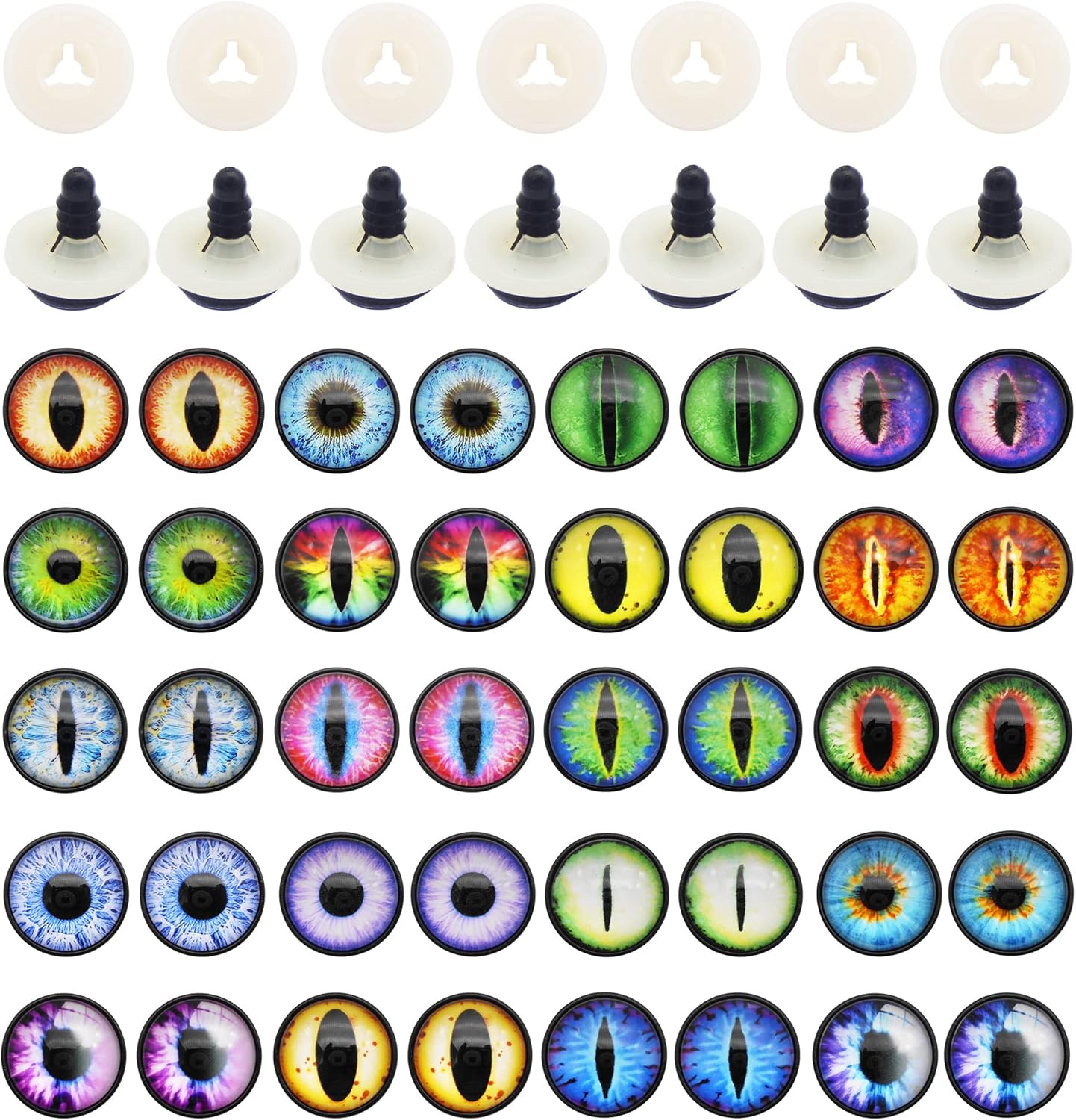 Julie Wang 40PCS 9MM Dragon Safety Eyes Animal Crafts Making Amigurumi Crochet Project DIY Supplies for Adult Artist Model Enthusiast with Washer 0.35inches