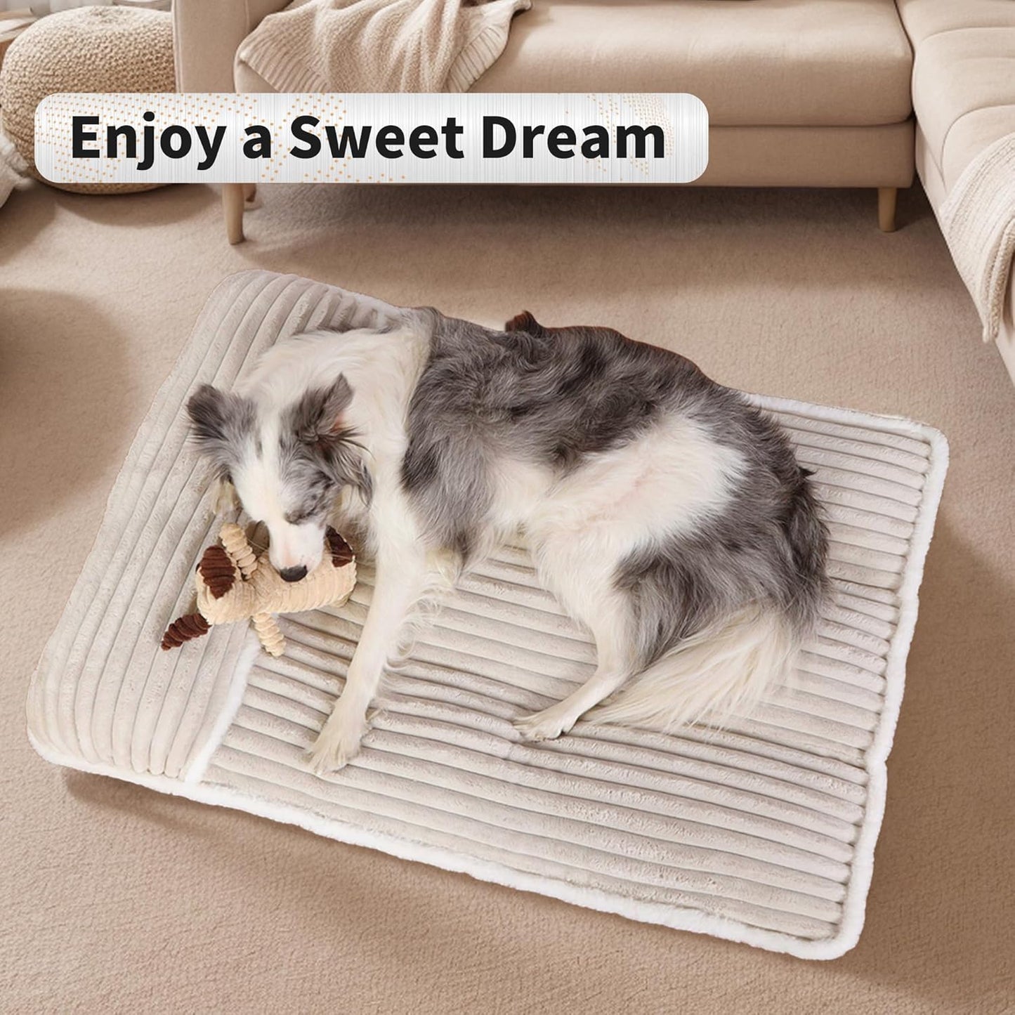 KHONSU PET 베개 포함 강아지 침대 10.2cm(4인치) 정형외과 패드 최대 49.9kg(110파운드) 대형견용 방수 탈착식 커버 세탁기 세탁 가능, XXL 강아지용