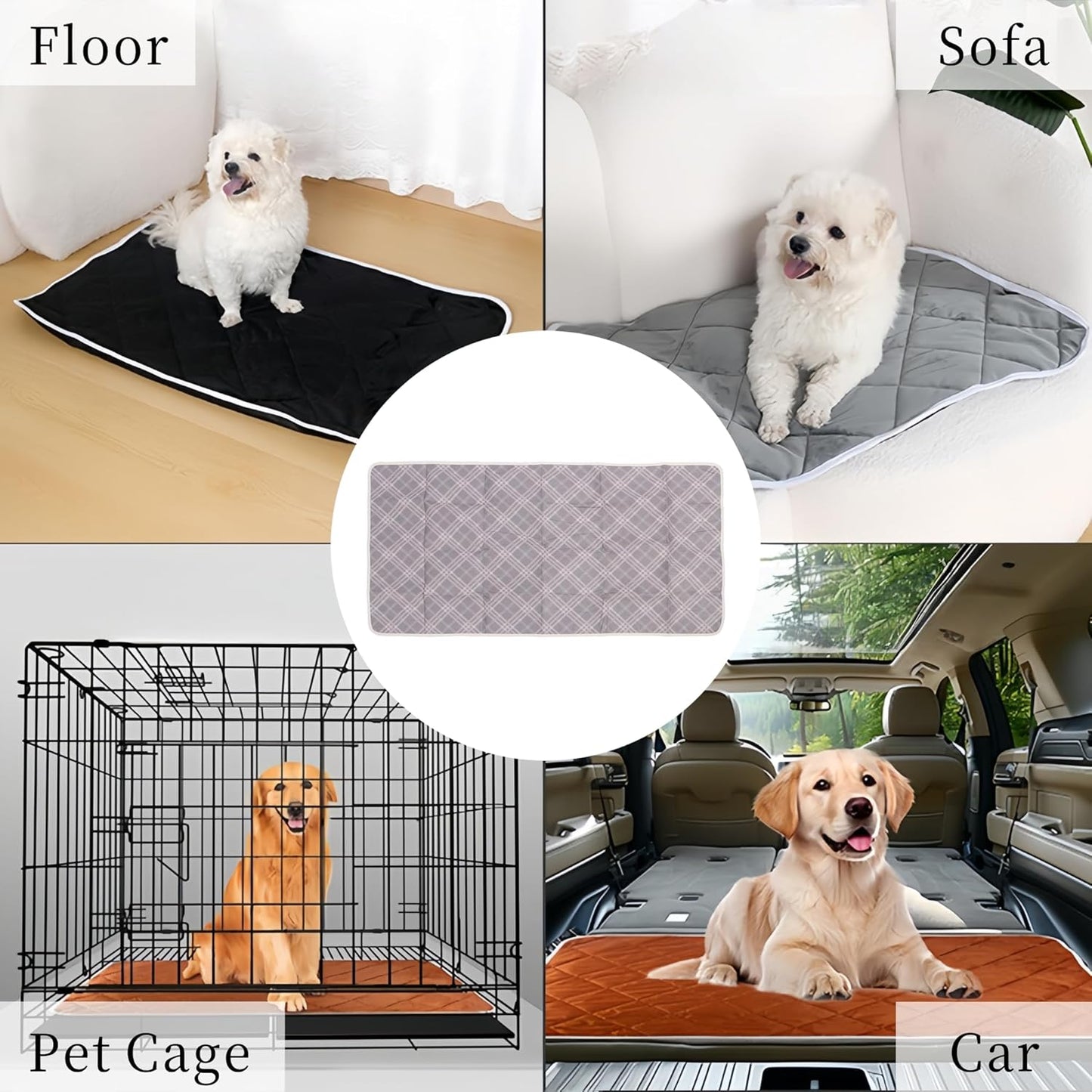 Zerodis Washable Pee Pads for Dogs, Absorbent Reusable Puppy Pad Pet Training Whelping Mat for Potty Floor Crate Couch Bed Travel (M)