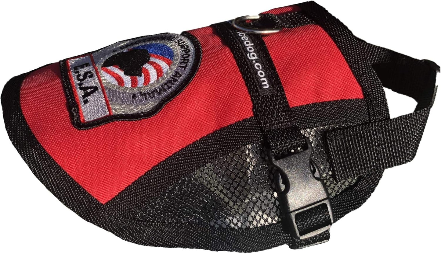 Premium Emotional Support Dog Vest | ESA Dog Vest | Mesh Cooling Panel | Emotional Support Animal Harness | Includes 5 Federal Law ESA Handout Cards (14" - 17" Girth, Red)