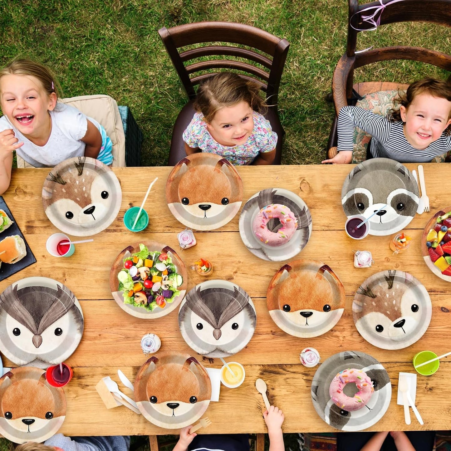 60Pcs Woodland Party Paper Plates for Animal Party Decorations 7In Woodland Creatures Dessert Plates Disposable Tableware Dinnerware Set for Baby Shower Birthday Forest Animal Themed Party Supplies
