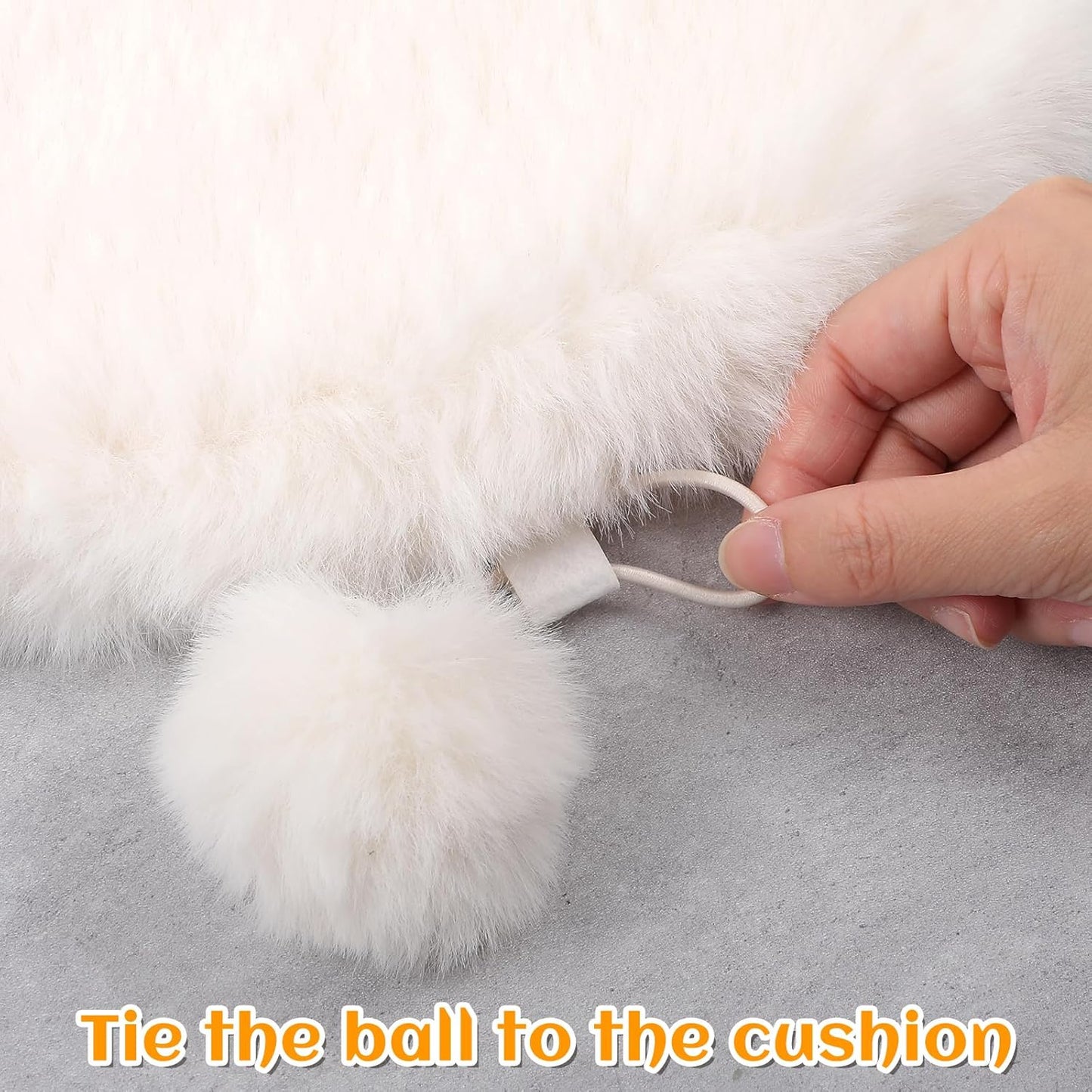 3-Pack 14" Round Cat Bed Cushion Pad Mat, Cream Faux Rabbit Fur & High-Density Foam Pet Sleeping Mat, Plush Dog Bed Mats with Wool Balls, Washable Replacement Pad for Cat Tree, Carrier, Crate, Kennel