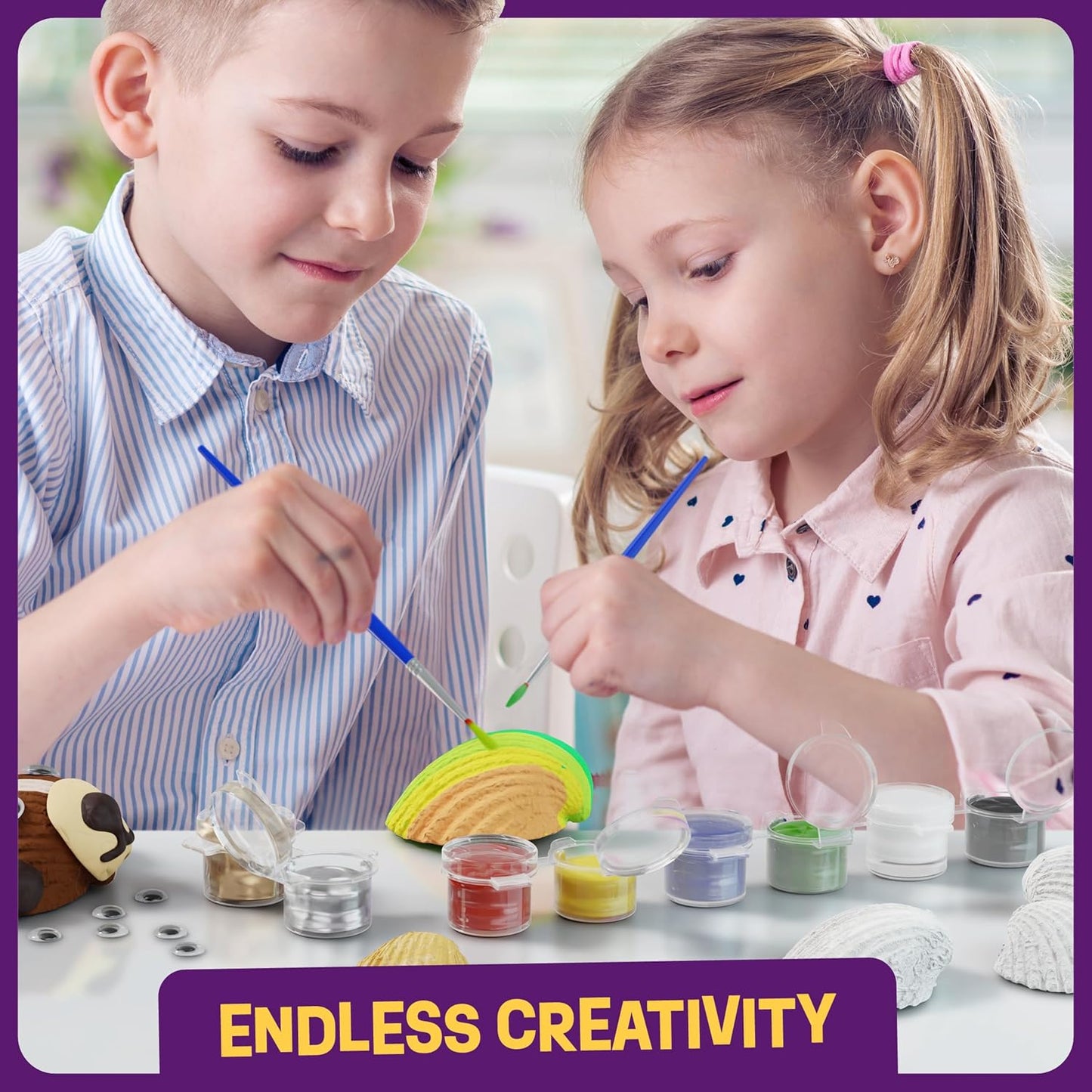 Dan&Darci Kids Sea Shell Painting Kit - Arts & Crafts Easter Gifts for Boys and Girls - Craft Activities Kits - Creative Art Activity Gift Toys for Age 6, 7, 8, 9, 10, 11 & 12 Year Old 8-12