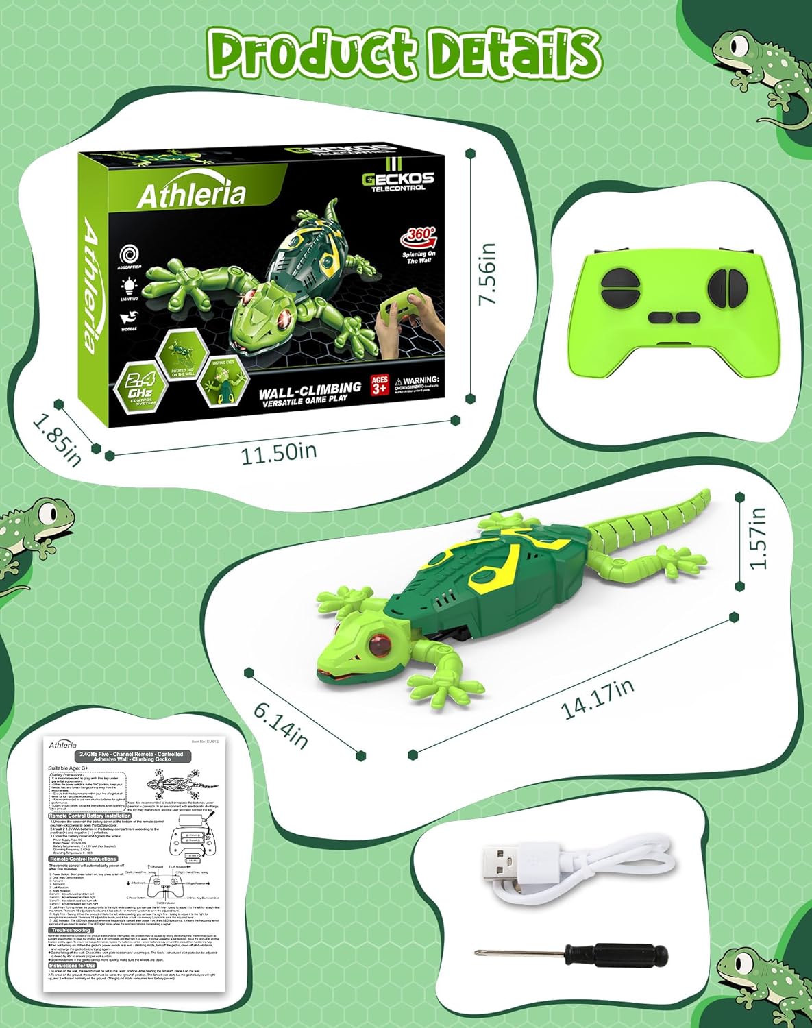 Wall Climbing Lizard,Wall Crawler Gecko Remote Control Car,Floor Ceiling Crawling Electric Lizard Rc Robot Toy,Easter Basket Stuffers Birthday Gifts Cool Toys for 3 4 5 6 7 8 9 10+ Yrs Old Boys Girls