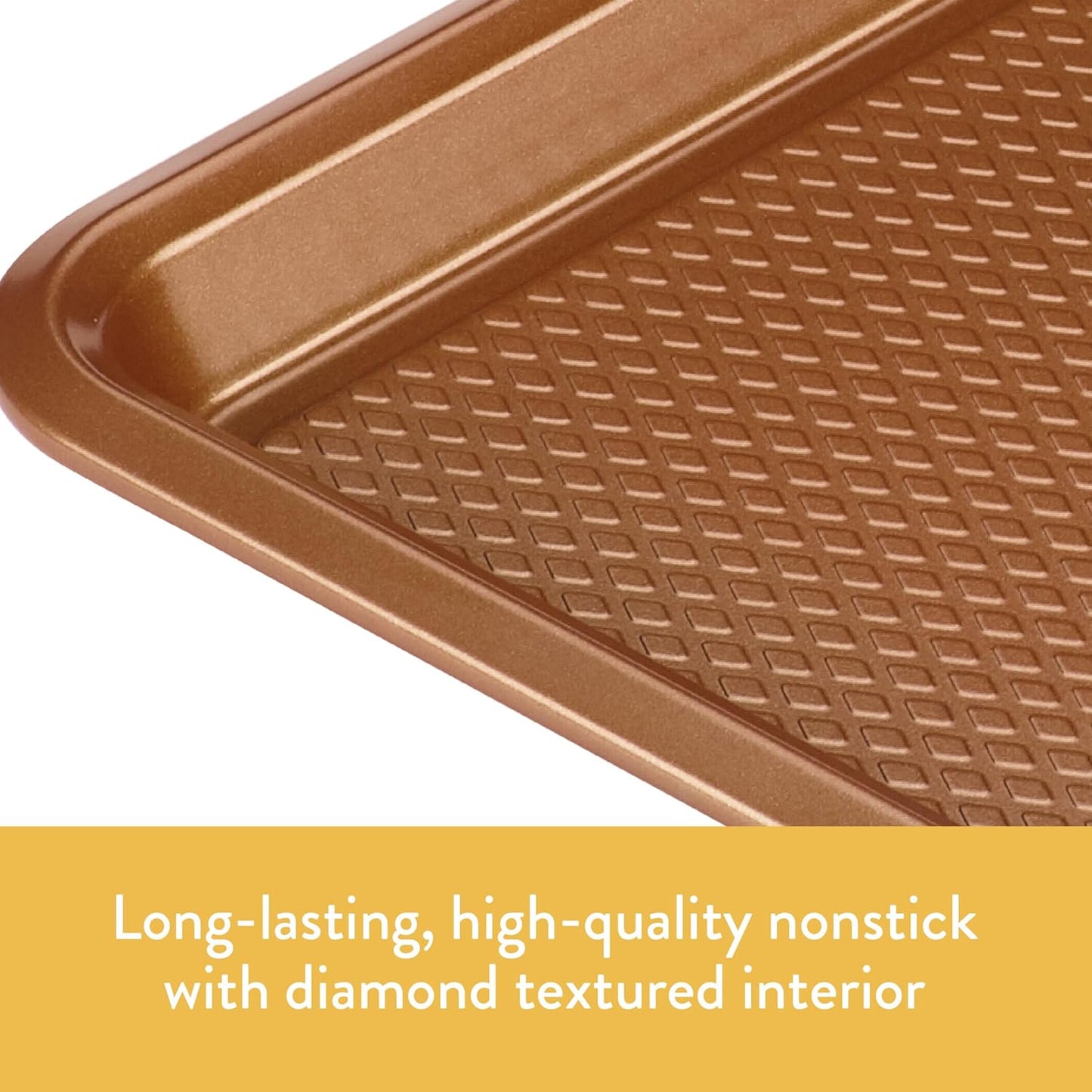 Ayesha Curry Nonstick Bakeware Toaster Oven Set with Nonstick Baking Pan, Cookie Sheet / Baking Sheet and Muffin Pan / Cupcake Pan - 4 Piece, Copper Brown