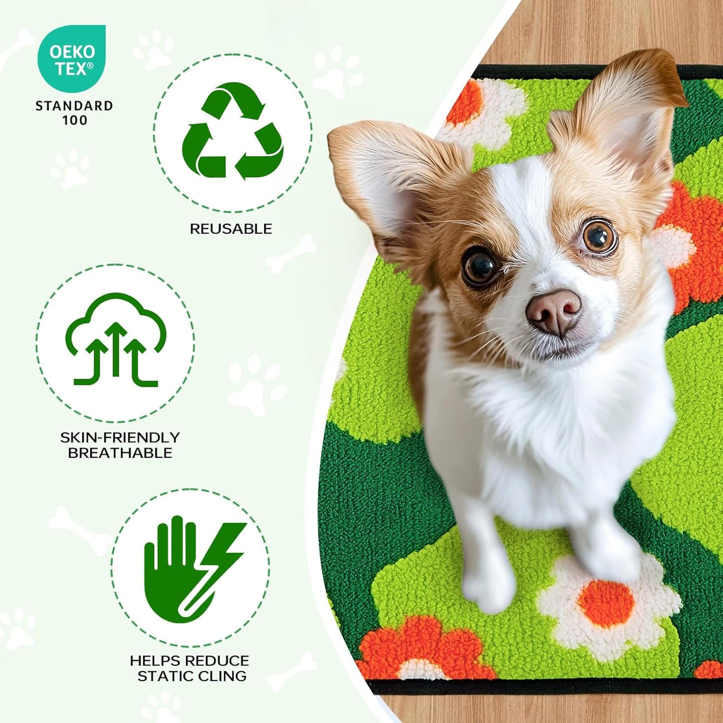 Qeils Reusable Puppy Pads for Small Dogs, Washable Pee Pads with Non-Slip , Absorbent Leakproof Mat for Crates, Playpens, Pet Beds & Whelping, Indoor Potty Training Grass Green, 31"x36", 2 Pack