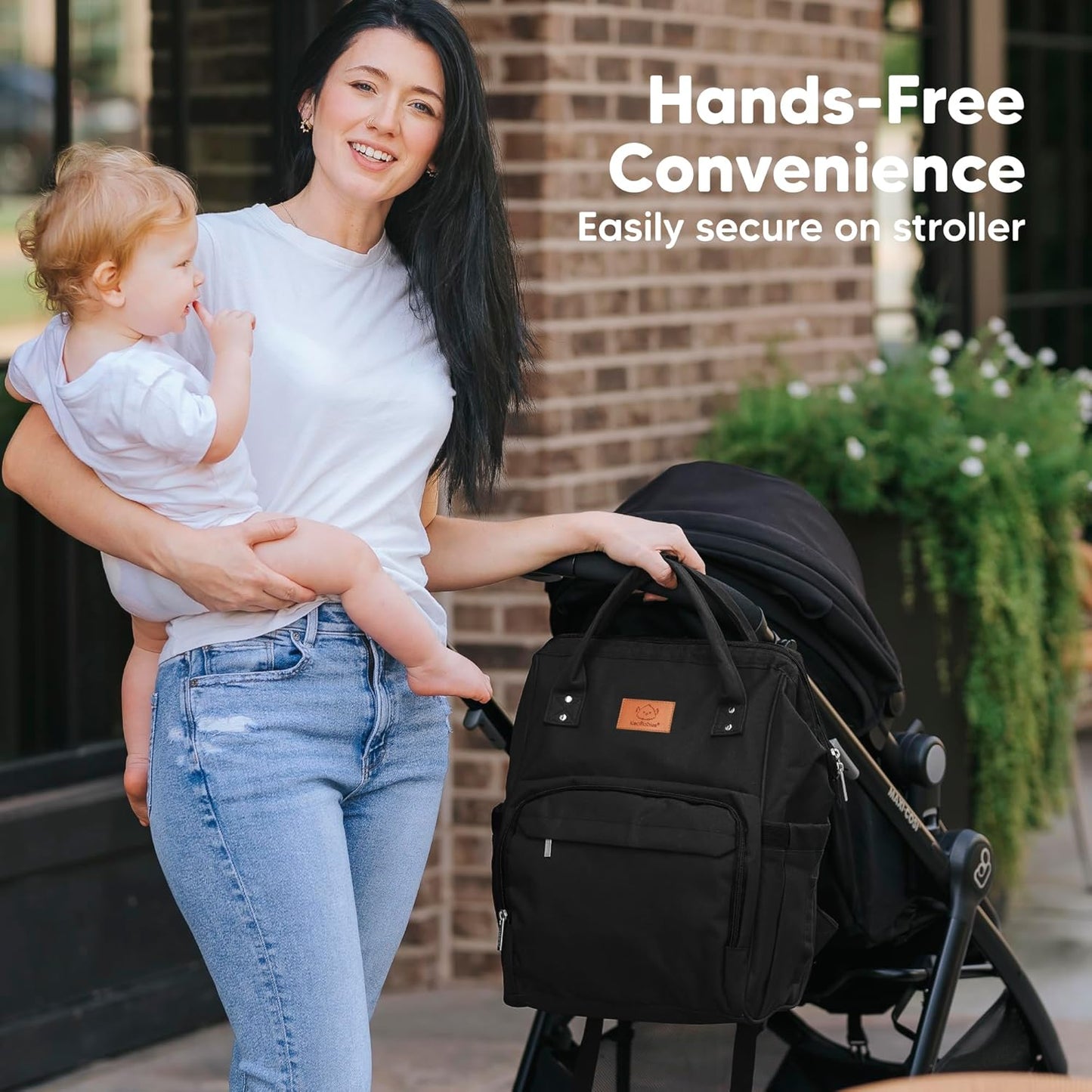 KeaBabies Baby Diaper Bag Backpack - Large Baby Bag for Boys, Girls, Waterproof Multi Function Travel Diaper Backpack with Changing Pad, Durable Travel Essentials for Moms and Dads (Trendy Black)