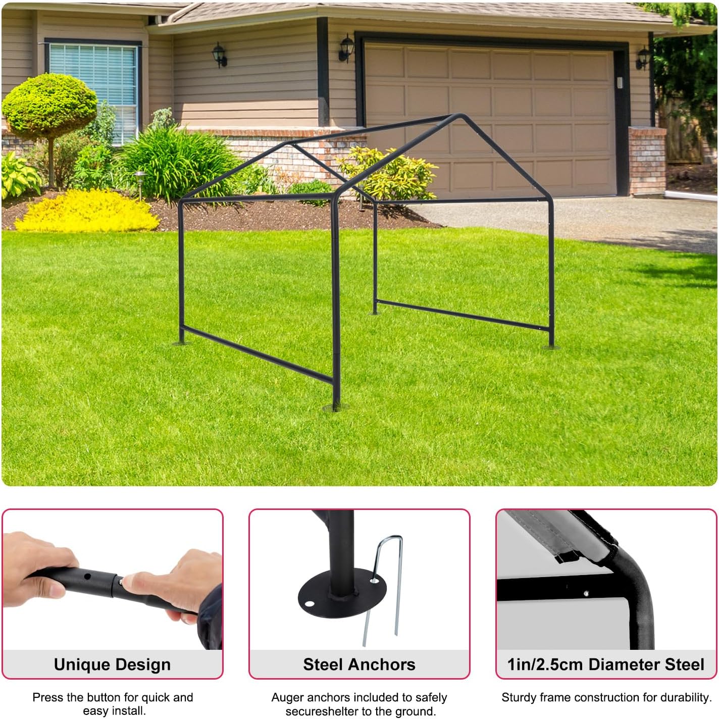 Dog Shade Shelter 2.5'x2.1'x2.1' for Small Dogs, Pet Outdoor Tent with Upgraded Doors, Outside Sun Rain Canopy Pet House for Dogs, Cats, Small Animals and Livestock, Grey