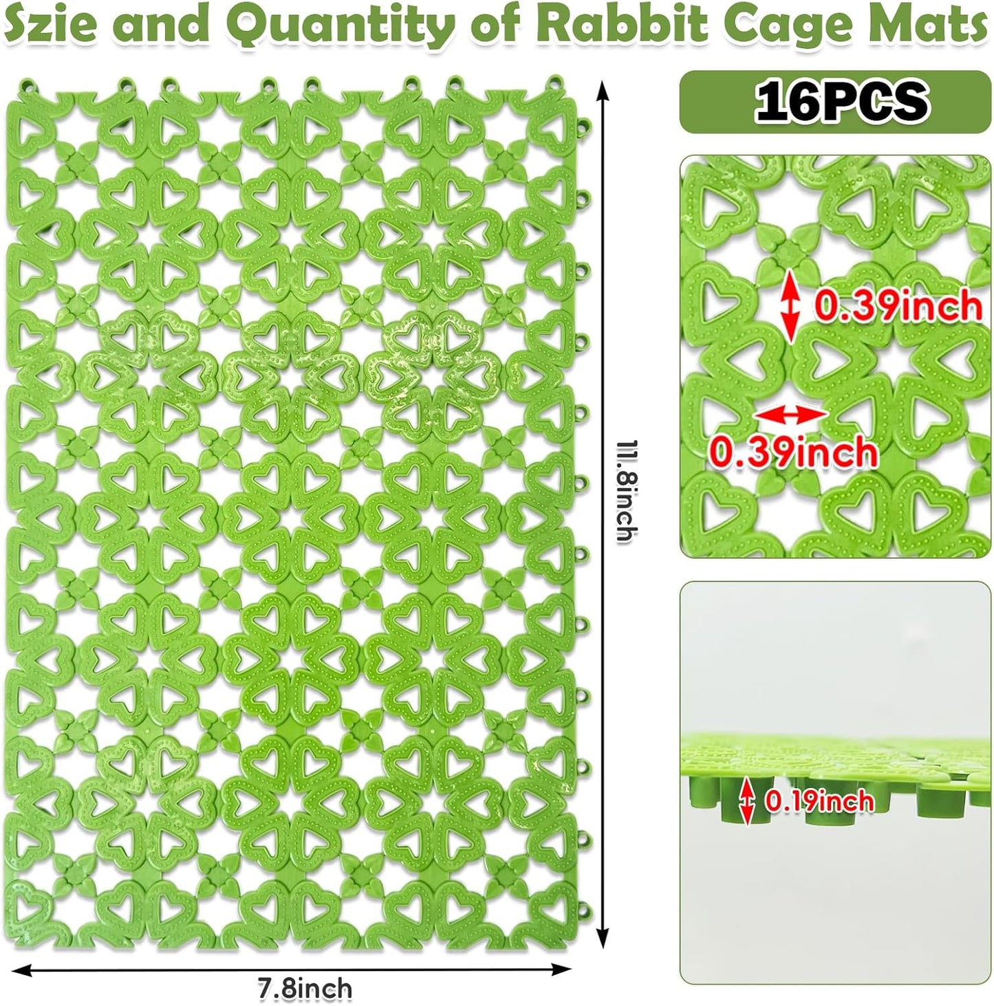 kathson 16PCS Rabbit Mat Plastic Cage Mat Floor Mats Bunny Hole Leak Water Pads for Pet Cats Dogs Hamster Rat Chinchilla Guinea Pig and Other Small Animals