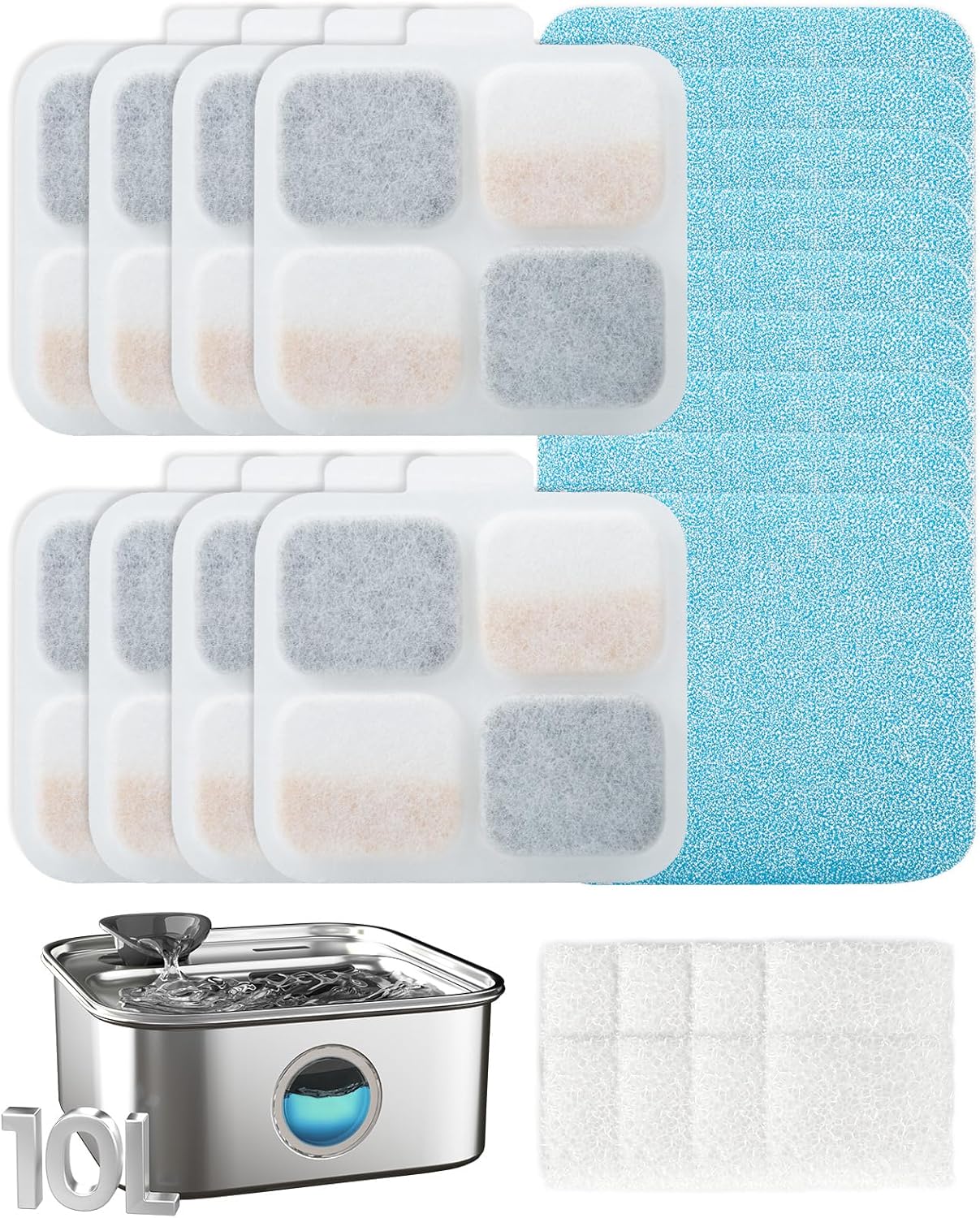 oneisall 8Set Filters for for PW07SAU 10L/2.64Gal Stainless Steel Dog Water Fountain