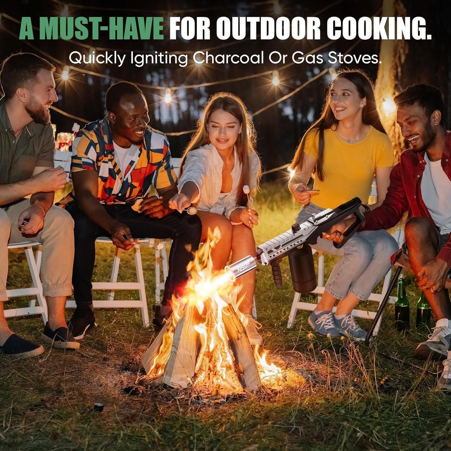 Powerful Propane Torch Gun, Kitchen Torch with Adjustable Flame, Flamethrower Blow Torch Gun, Gas Welding Kits for BBQ, Searing Steak, Camping & Charcoal Torch Lighter(Tank Not Included)