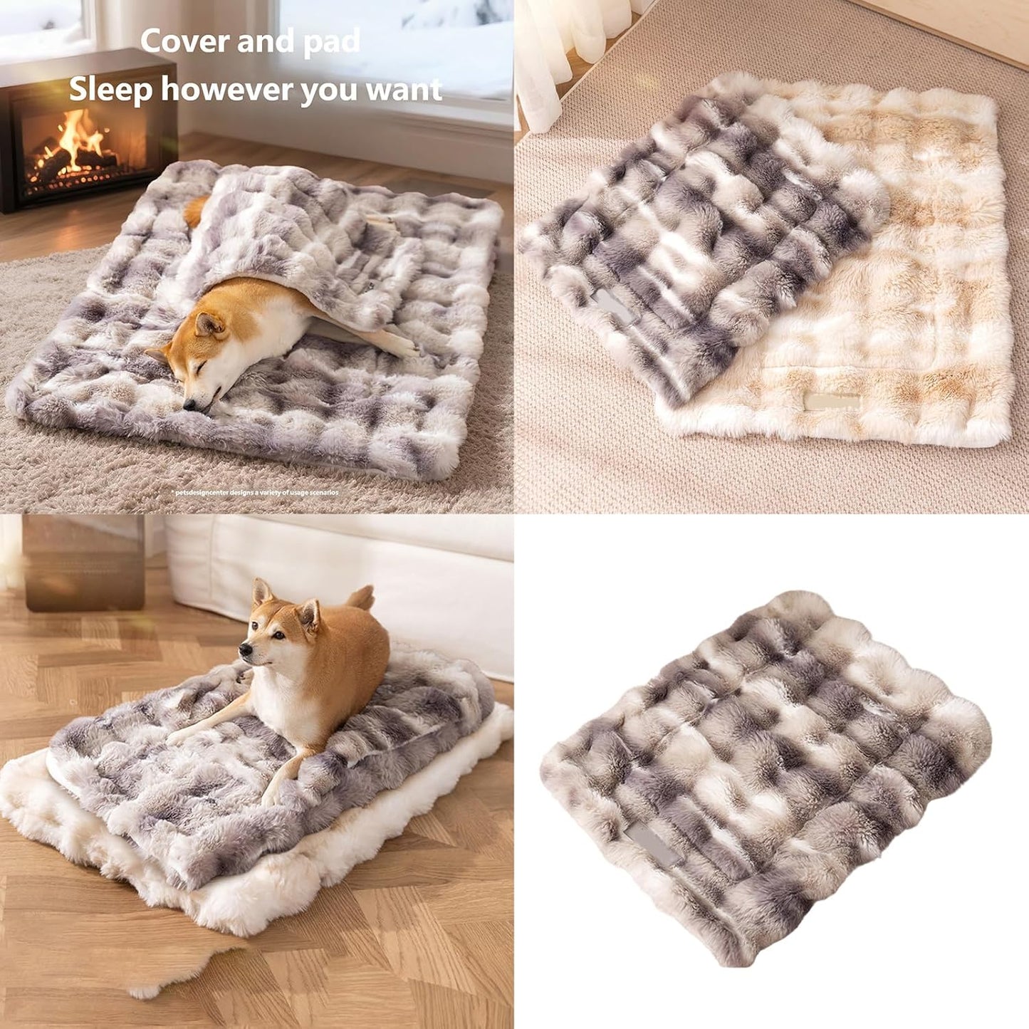Pet Sofa Bed with Removable Furry Cover Soft Nest for Large Dogs & Cats Gift-Ready Design Crate Bed for Small Medium Dogs