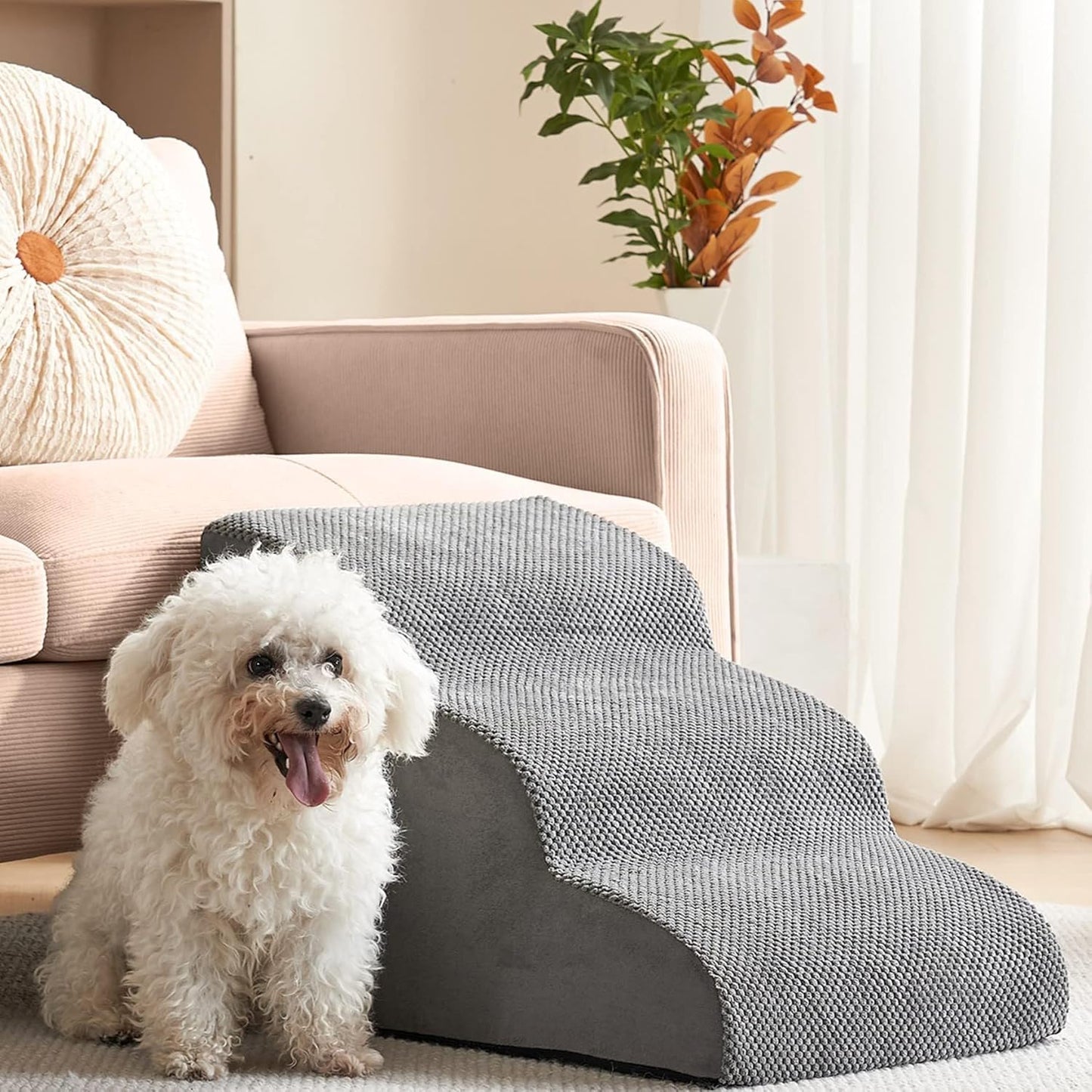 Pet Dog Stairs for Puppies, Three-Step pet Steps for Puppies, cat Stairs Dog Steps for Sofa Chairs and beds, high Bed Climb, Non-Slip Balanced Dog Indoor Steps,