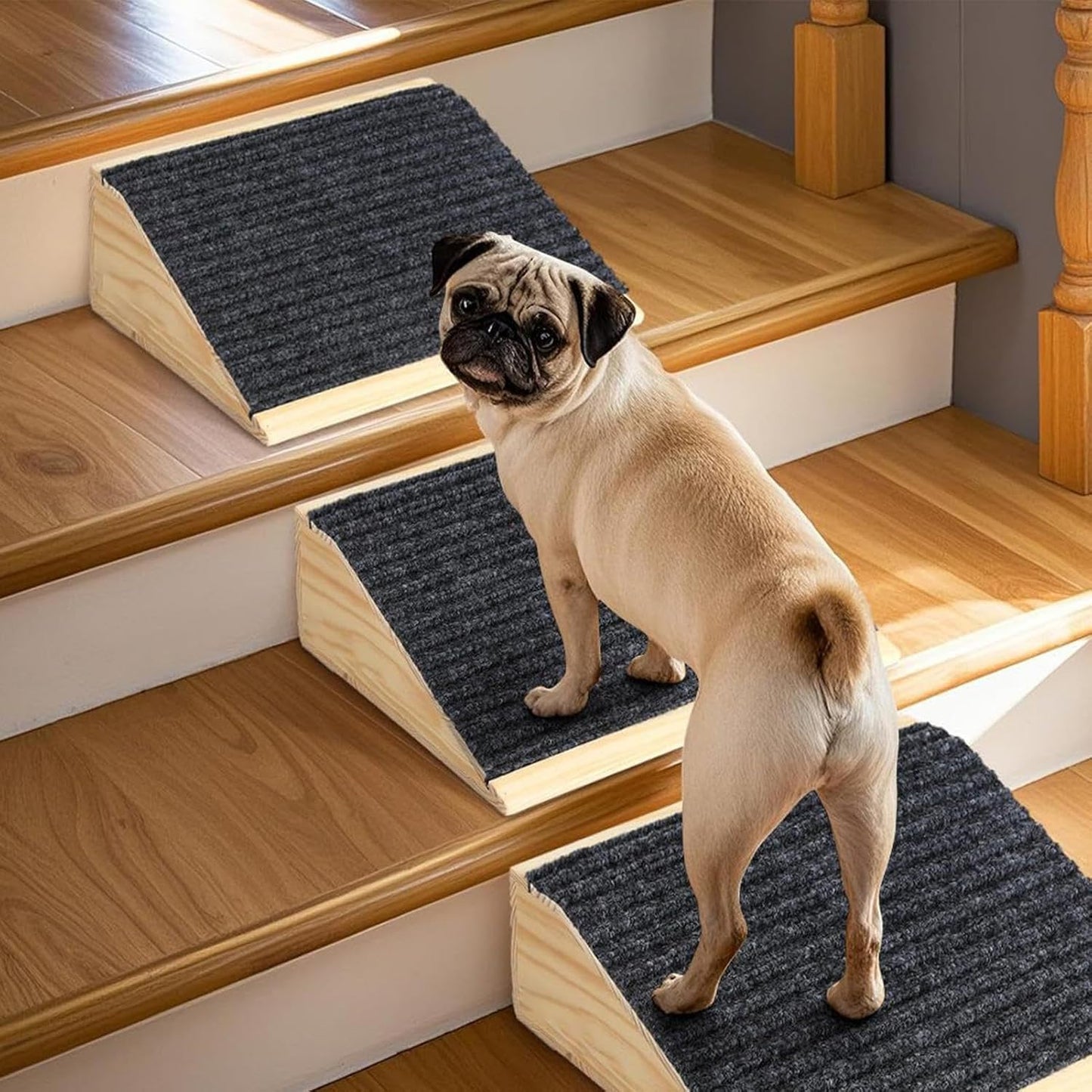 Dog Stair Ramp, Wooden Indoor Steps for Elderly or Injured Pets, Lightweight Ramp for Bed, Sofa, Living Room, Help Pets Access High Areas