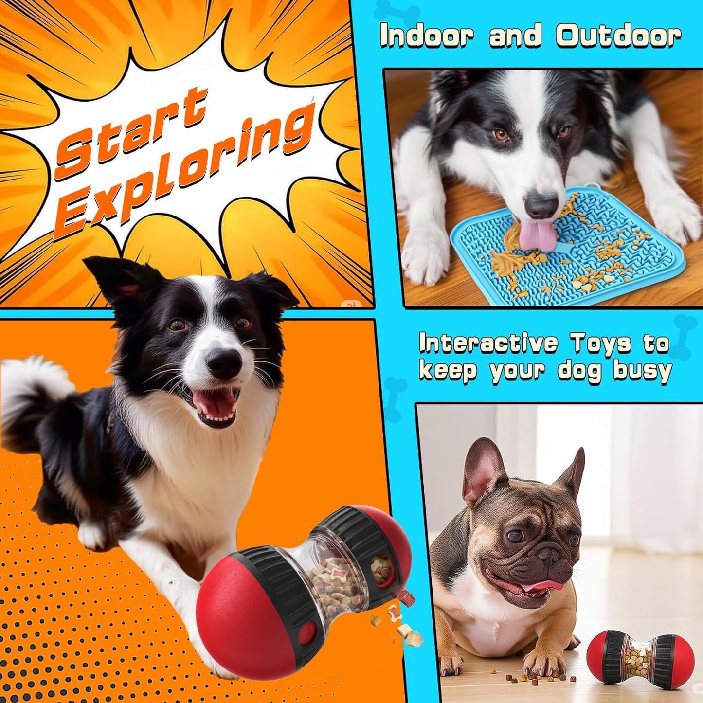 Adjustable Treat Dispenser Dog Puzzle Feeder for Small/Middle/Big Breeds - Funny Slow Feeder Puppy Enrichment Training Toy Pet Interactive Toys Lick Mat Dogs to Keep Dog/Cat Busy