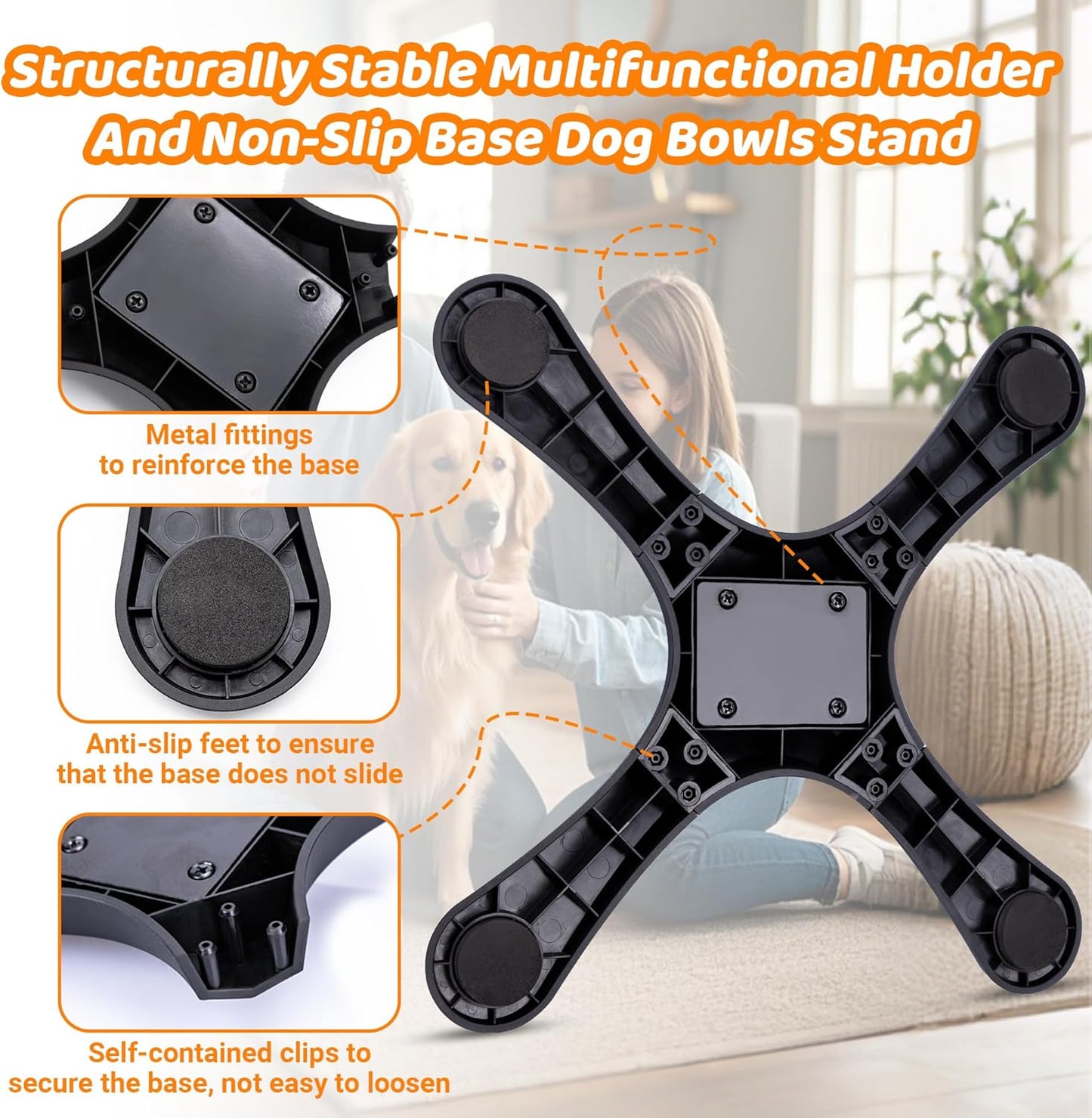 Elevated Adjustable Dog Bowl Feeding Stand, 3 Heights and Tiled Ajudst, Compatible with Moost Feeding Bowls, Great for Medium Large Dogs(No Bowl Included)(2 Pack)