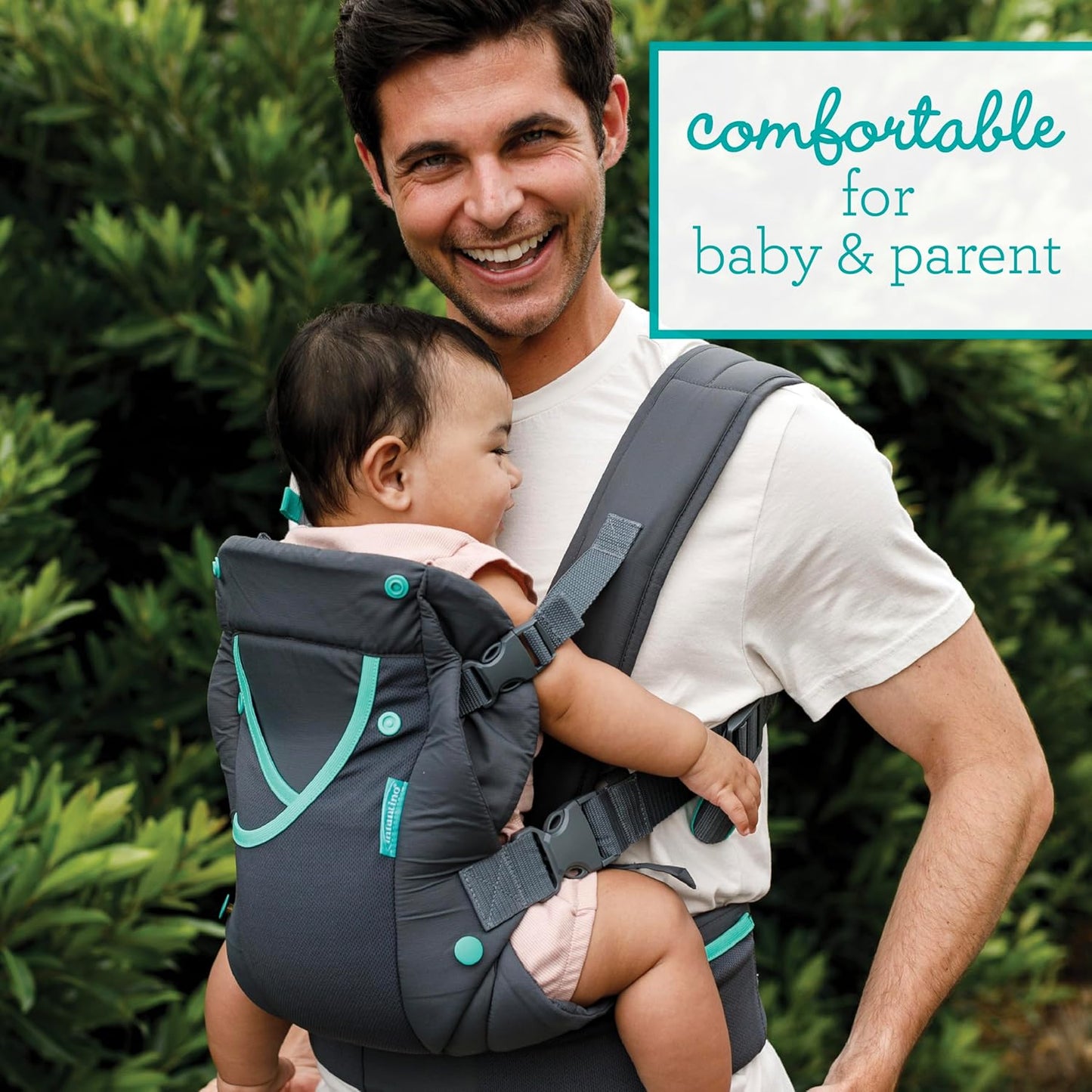 Infantino Carry On Active Baby Carrier, Ergonomic Multi-Pocket Baby Carrier for Newborn to Toddler 8-40 lbs with Padded Straps, Lumbar Belt Storage & Pacifier Loop, Registry Essential, Gray