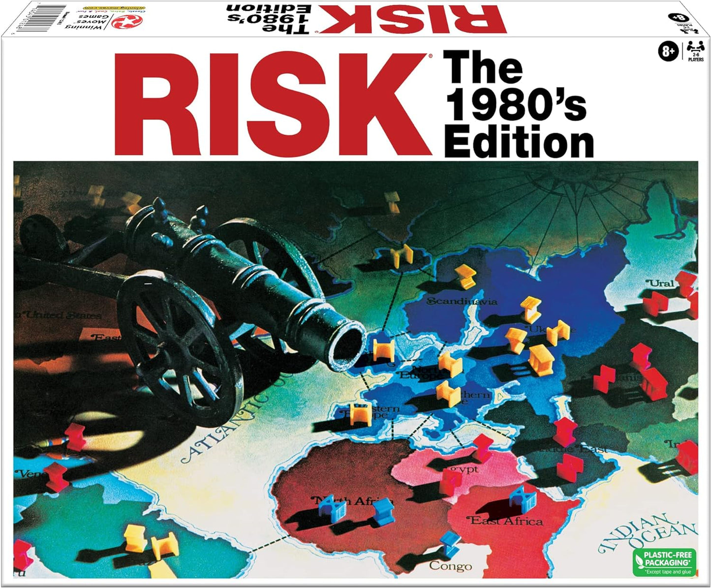 Risk The 1980's Edition with Original 1980's Artwork and Components by Winning Moves Games USA, Strategy Board Game of World Domination for 2 to 6 Players, Ages 8+