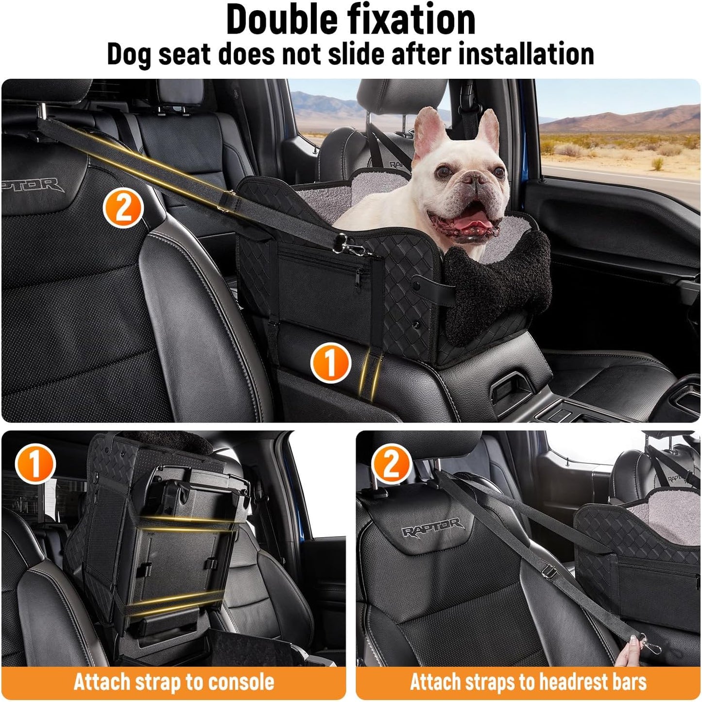 Center Console Dog Car Seat,Pet Puppy Middle Console Dog Car Seat for Small Dogs (Full-Size Truck Black)