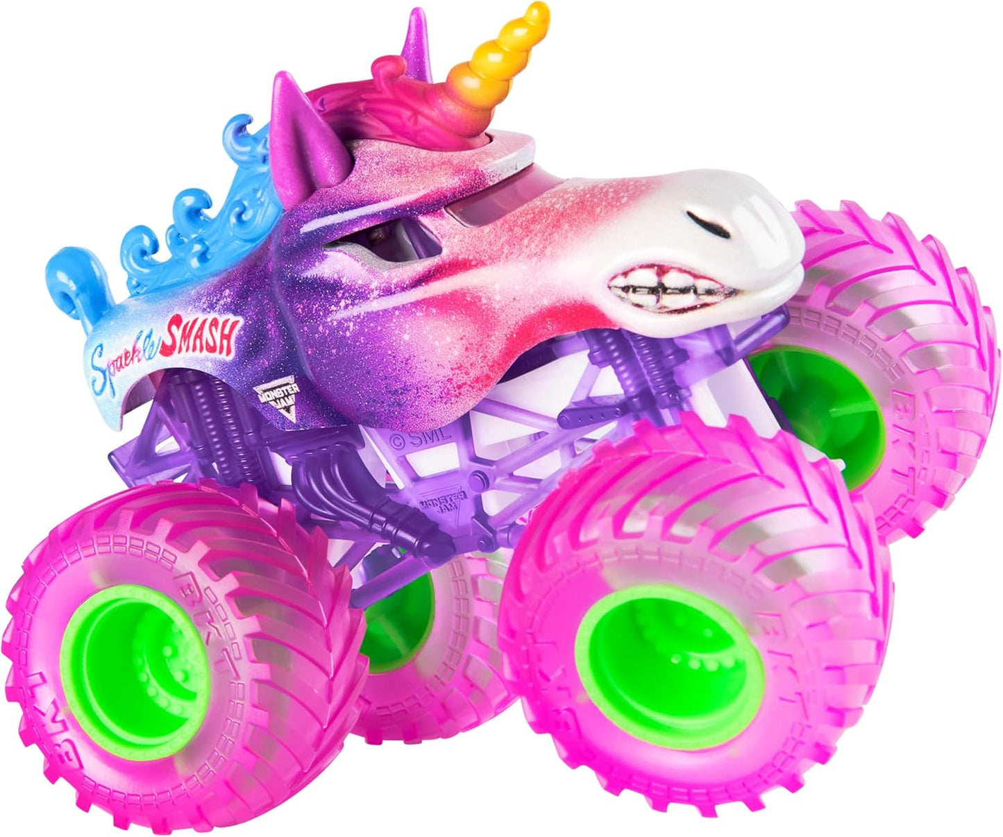 Monster Jam, Official Sparkle Smash Monster Truck, Die-Cast Vehicle, 1:64 Scale, Kids Toys for Boys Ages 3 and up