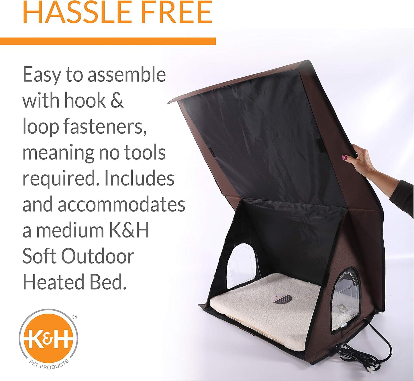 K&H Pet Products A-Frame Heated Outdoor Cat House for Outside Pets in Winter, Large Shelter for Multiple Ferals, Weatherproof, Insulated, 2 Doors, Waterproof Heated Cat Bed, Safety Listed - 20W