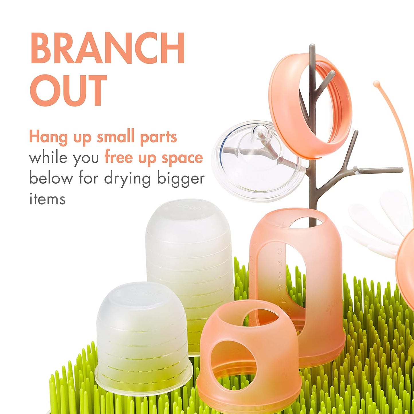 Boon Lawn Countertop Baby Bottle Drying Rack Bundle - Includes Lawn, Twig, and Stem Baby Accessories - Baby Bottle Organizer and Storage - Baby Bottle-Feeding Supplies - 3 Count