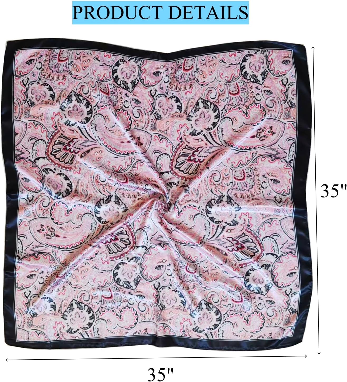 Hexchasty 35”Head Scarf Satin Silk Like Hair Scarf Large Square Head Scarves Bandana Head Wraps Headscarfs for Women Green