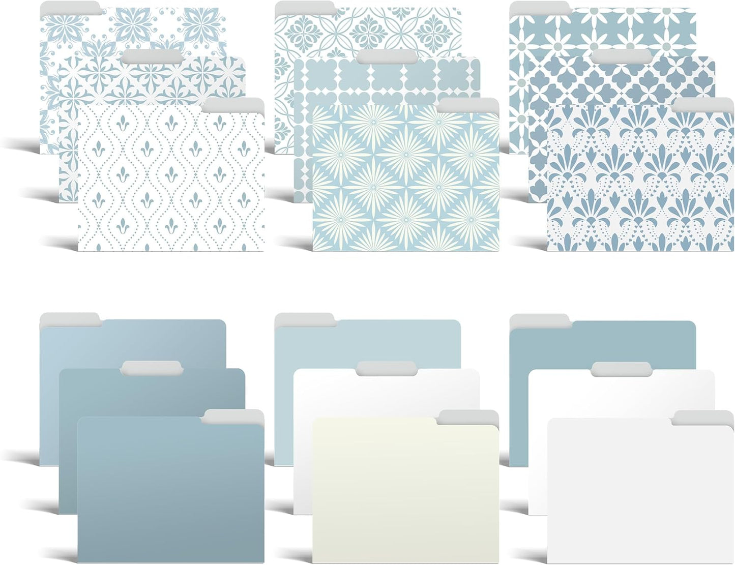 Better Office Products Decorative File Folders, 18 Pack, 9 Soft Floral Designs + 9 Matching Solid Colors, Heavyweight, Letter Size (9.5" x 11.5") with 1/3 Cut Tab, Laminated, Fashion Folders