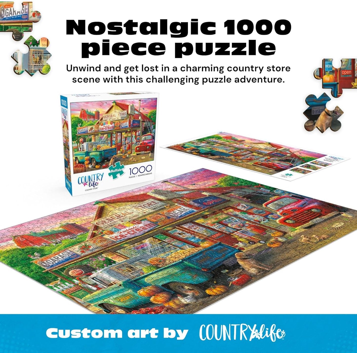 Buffalo Games - Country Store - Eduard - 1000 Piece Fall Jigsaw Puzzle for Adults - Challenging Autumn Puzzle Perfect for Game Nights - Country Life Collection - Finished Size is 26.75 x 19.75