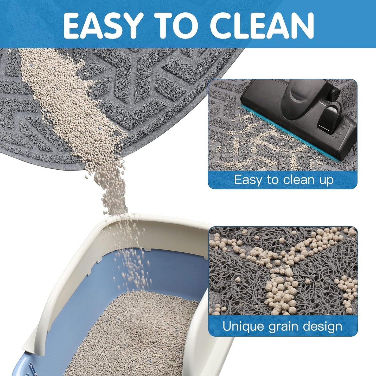 UPSKY Cat Litter Mat, Litter Trapping Mat Soft on Kitty Paws, Large Litter Box Mat 35" x 24" Scatter Control for Indoor Cats Waterproof and Extra Large Pretty Litters Carpet