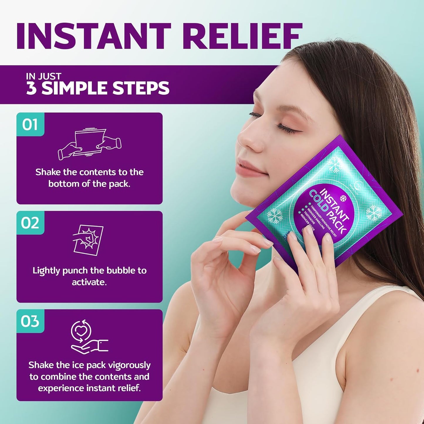 25 Packs Instant Ice Cold Pack (6” x 5”) - Disposable Instant Ice Packs for Injuries | Cold Compress Ice Pack for Pain Relief, Swelling, First Aid & Outdoor Activities