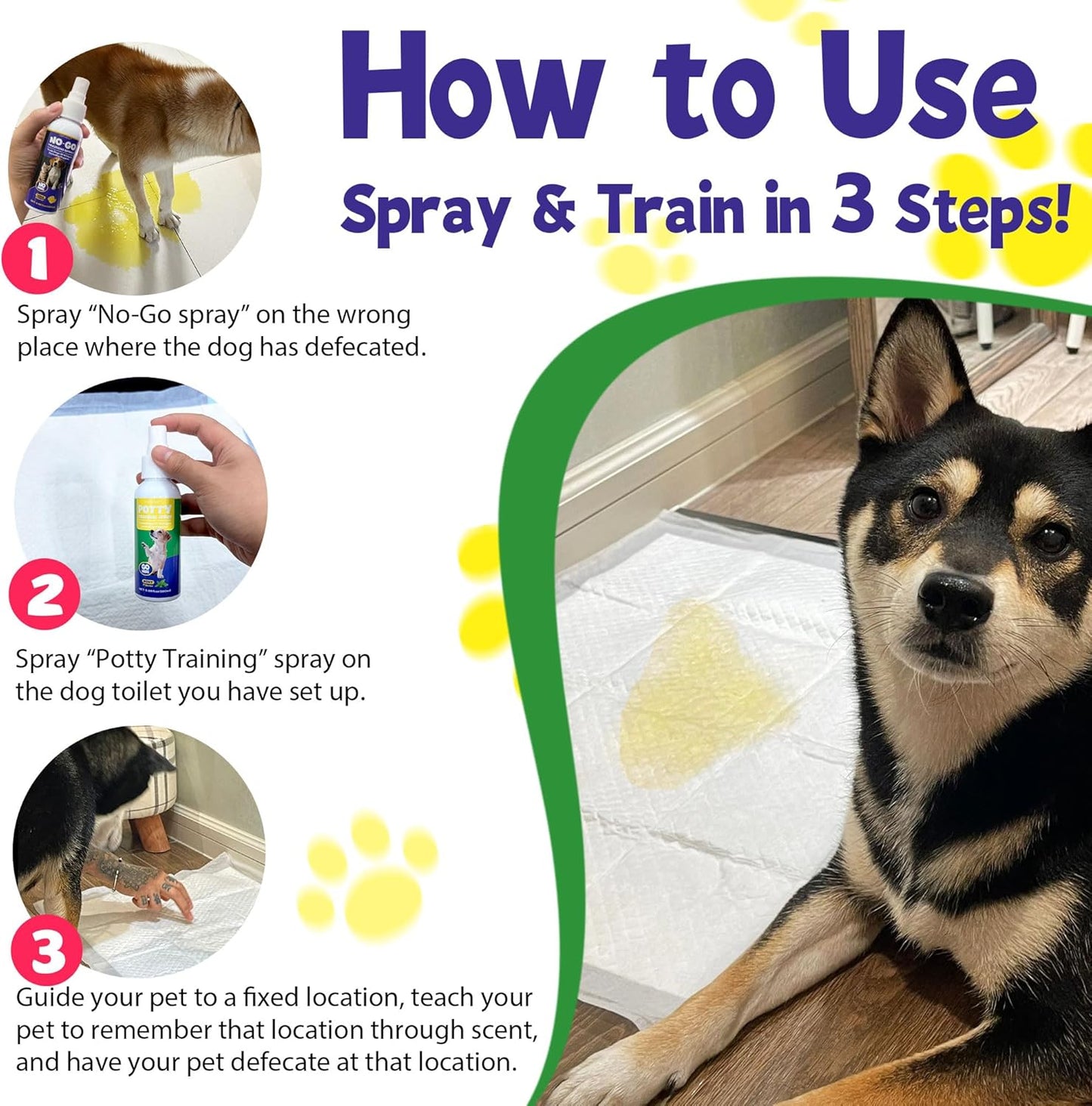Dog Potty Training Spray Set, Dog Pee Spray, Indoor & Outdoor Potty Training for Dogs & Puppies, Stops Urination & Marking, Puppy Essentials (3.38 fl oz, 2-Pack)