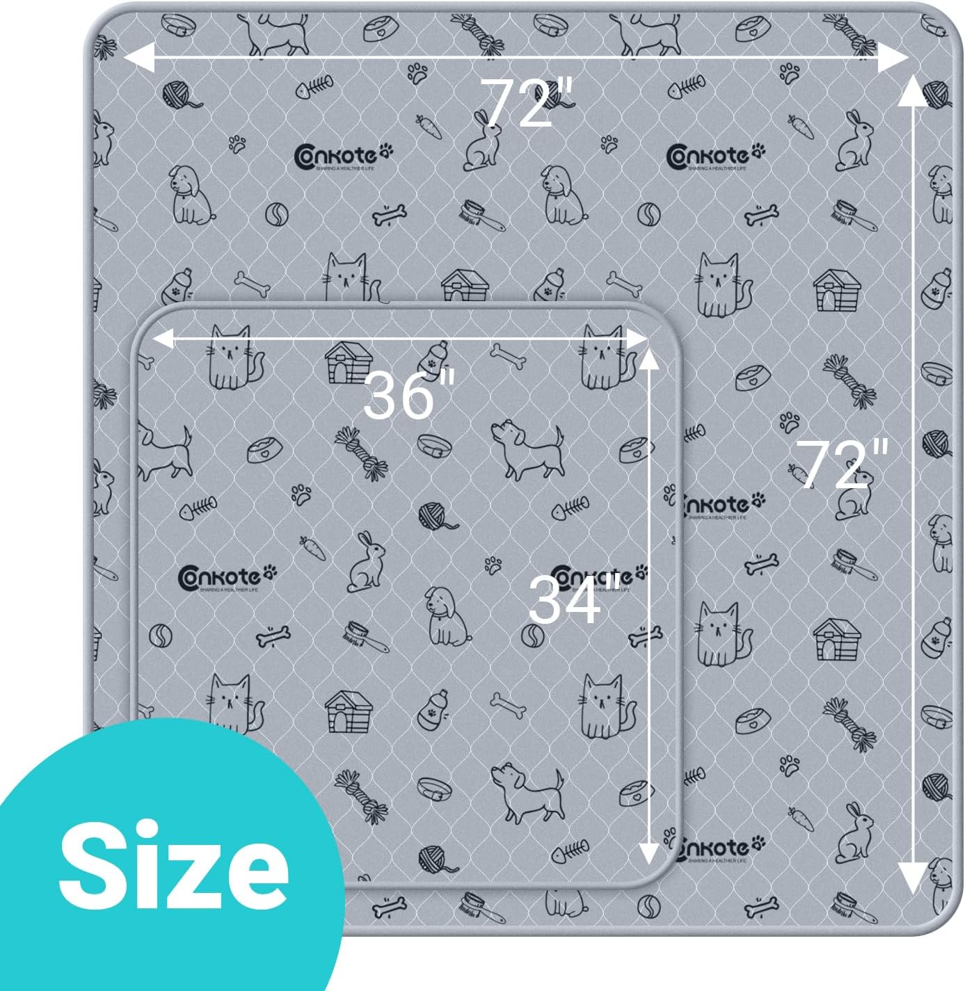 Extra Large 72"x72" Washable Pee Pads for Dog Super Absorbent, Reusable Pee Pads Non-Slip Waterproof Pet Training Mats for Playpen, Crate, Floor, Incontinence, Housebreak
