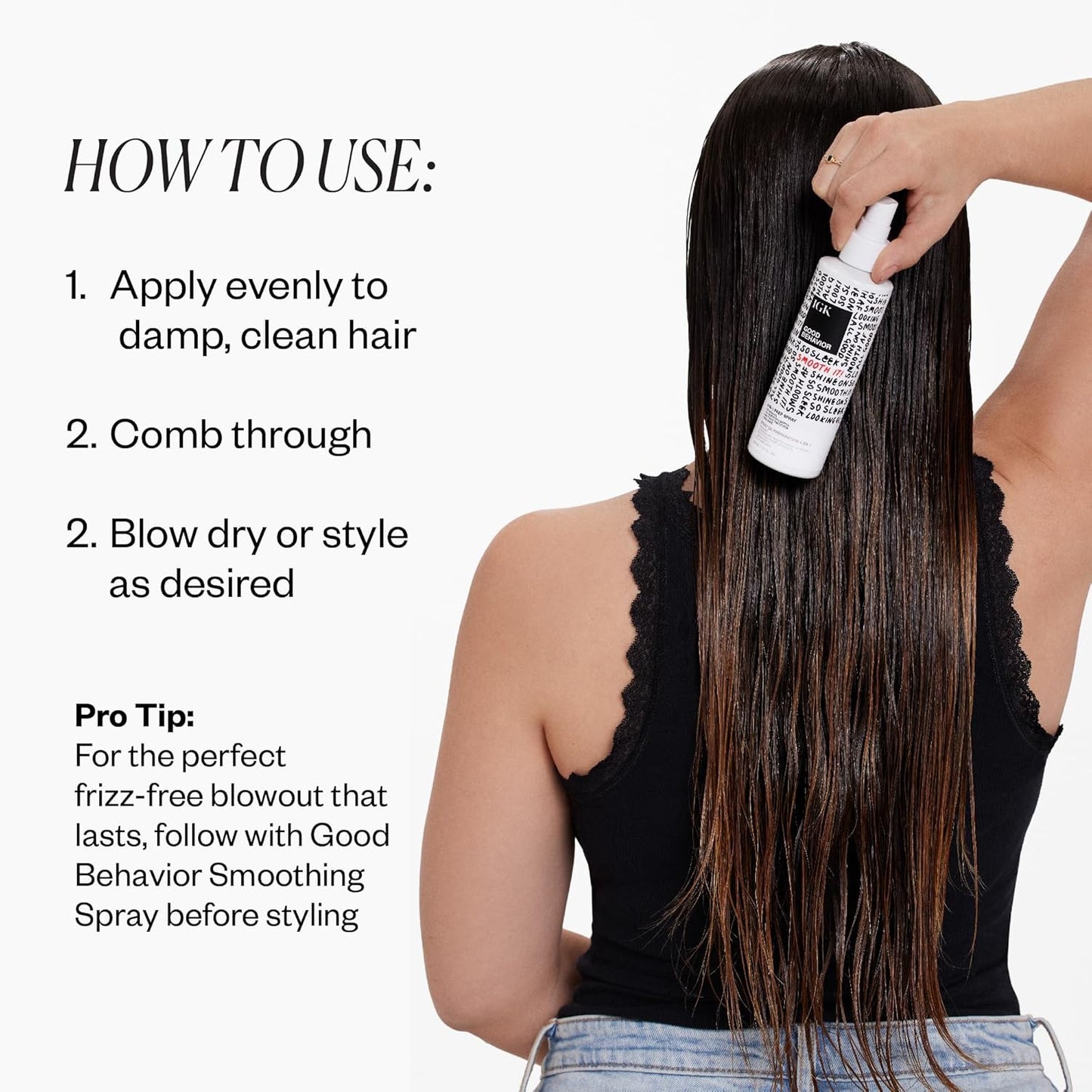 IGK GOOD BEHAVIOR 4-in-1 Prep Spray | Leave In + Detangle + Heat Protectant | Vegan + Cruelty Free | 7 Oz