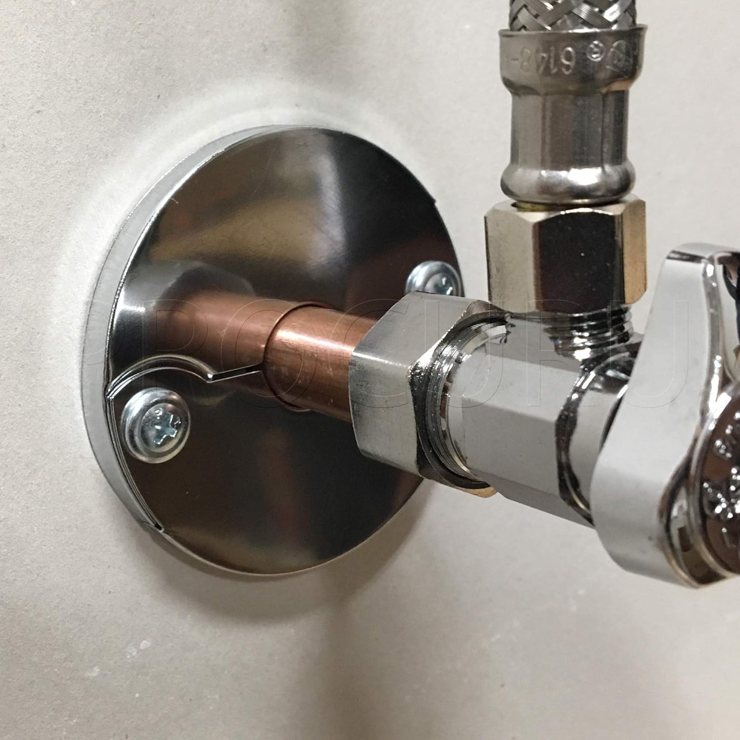 PROCURU 4-Pack 1/2-Inch CTS (5/8" OD) E3755 Hinged Split Escutcheons, Chrome Pipe Cover Plates with Screws, for 1/2" Copper, PEX Pipe