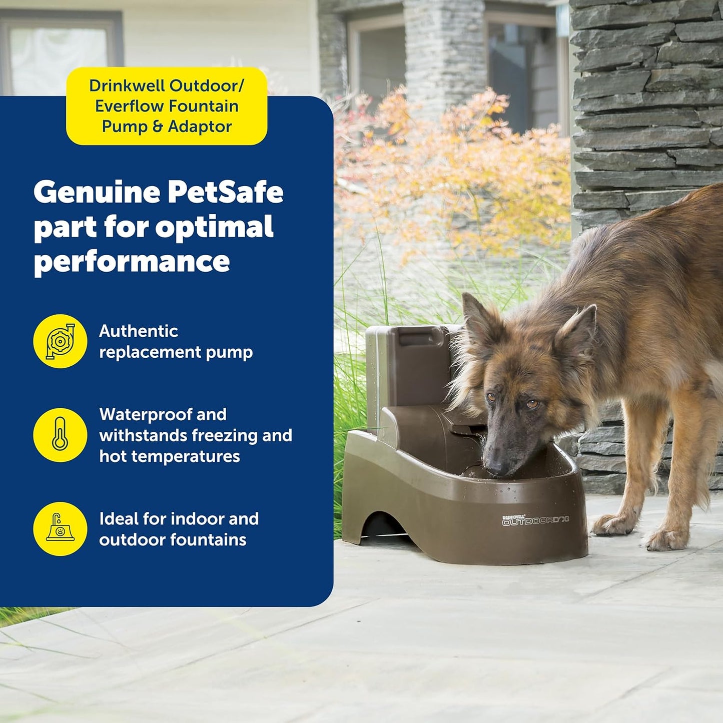 PetSafe Drinkwell Outdoor/Everflow Fountain Pump & Adaptor - Replacement Pump for Pet Fountain - Low-Voltage Durable Pump - Waterproof Adaptor with Anti-Bite Cord