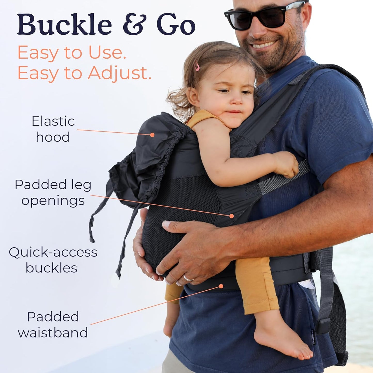 Beco Fly Lightweight Baby Carrier - Compact, Foldable & Ultralite Toddler and Baby Backpack Carrier with Carry Bag, Front & Back Carry in The Hip-Healthy “M”-Position (15–45 lbs) - Black